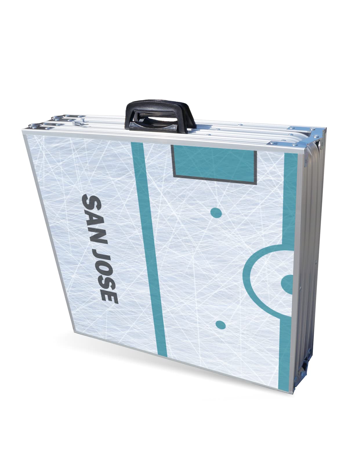 8-Foot Folding Portable Beer Pong Table with Optional Cup Holes & LED Lights - San Jose Hockey Rink Edition (Choose Your Model) - Perfect for Backyard Parties, Tailgating & College Events