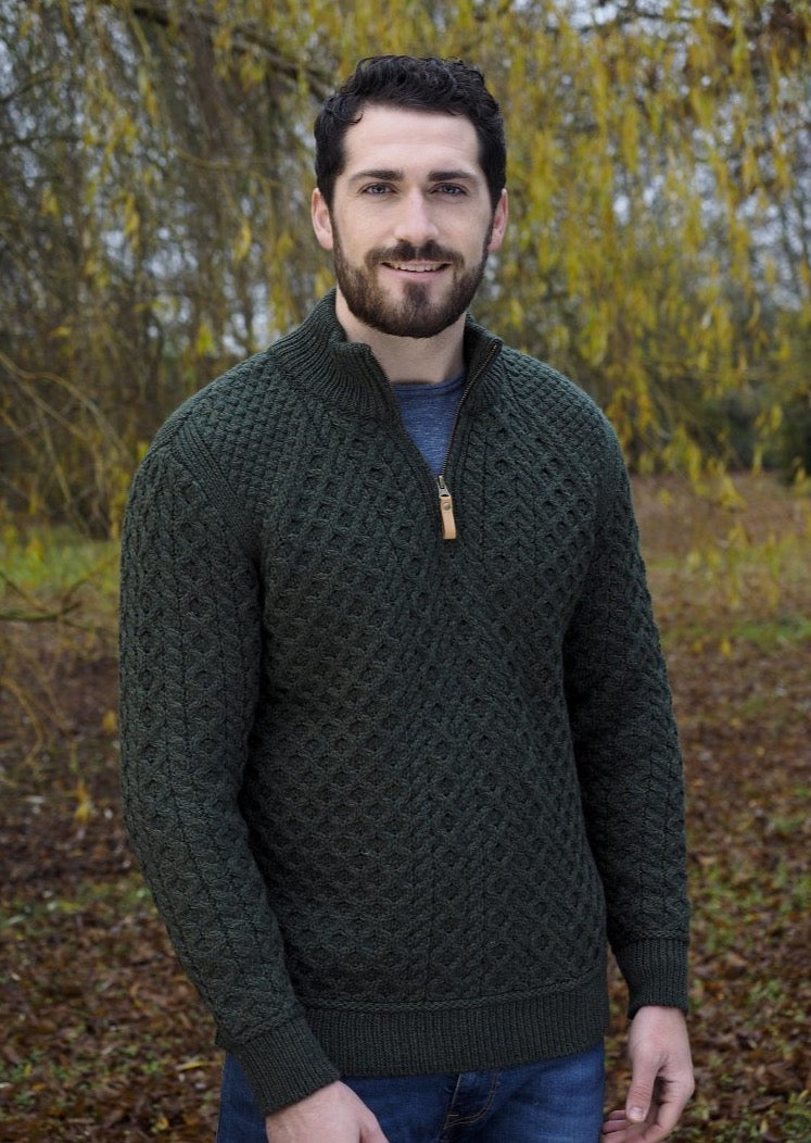Aran Half Zip Super Soft Sweater for Women - Cozy Irish Wool Pullover for Fall & Winter - Perfect for Casual Wear, Outdoor Activities & Layering