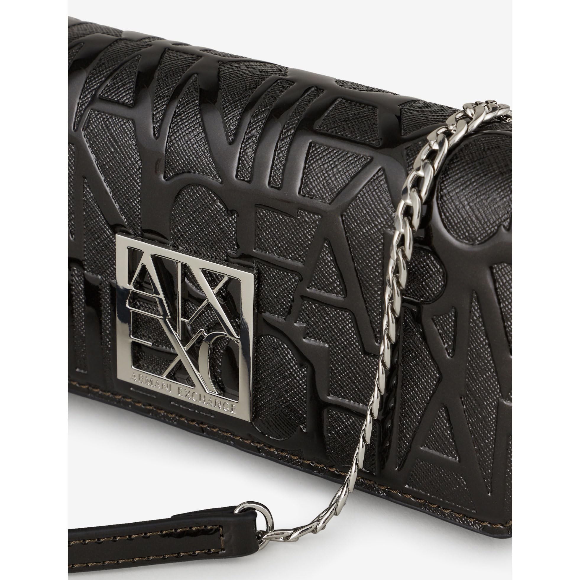 Armani Exchange Women's Chain Wallet - Embossed Logo Bifold Leather Wallet for Women - Fashionable Designer Wallet for Everyday Use, Parties & Gifting (One Size)