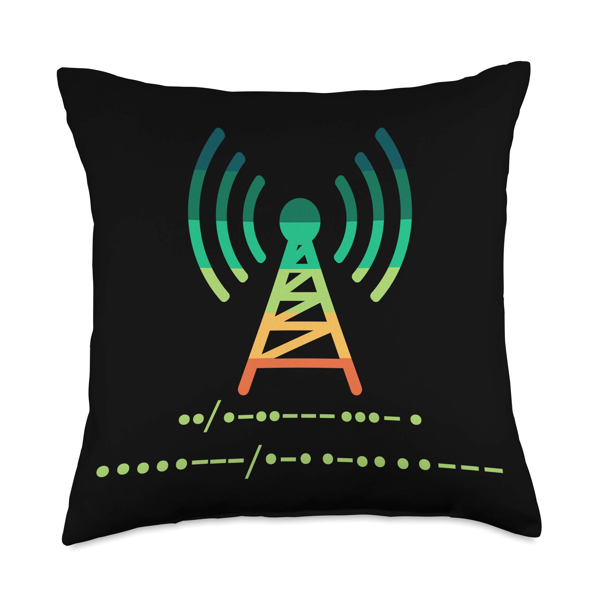 18x18 Multicolor Ham Radio Operator Amateur Antenna Morse Code Throw Pillow - Perfect for Radio Enthusiasts, Home Decor & Cozy Living Room Accessories