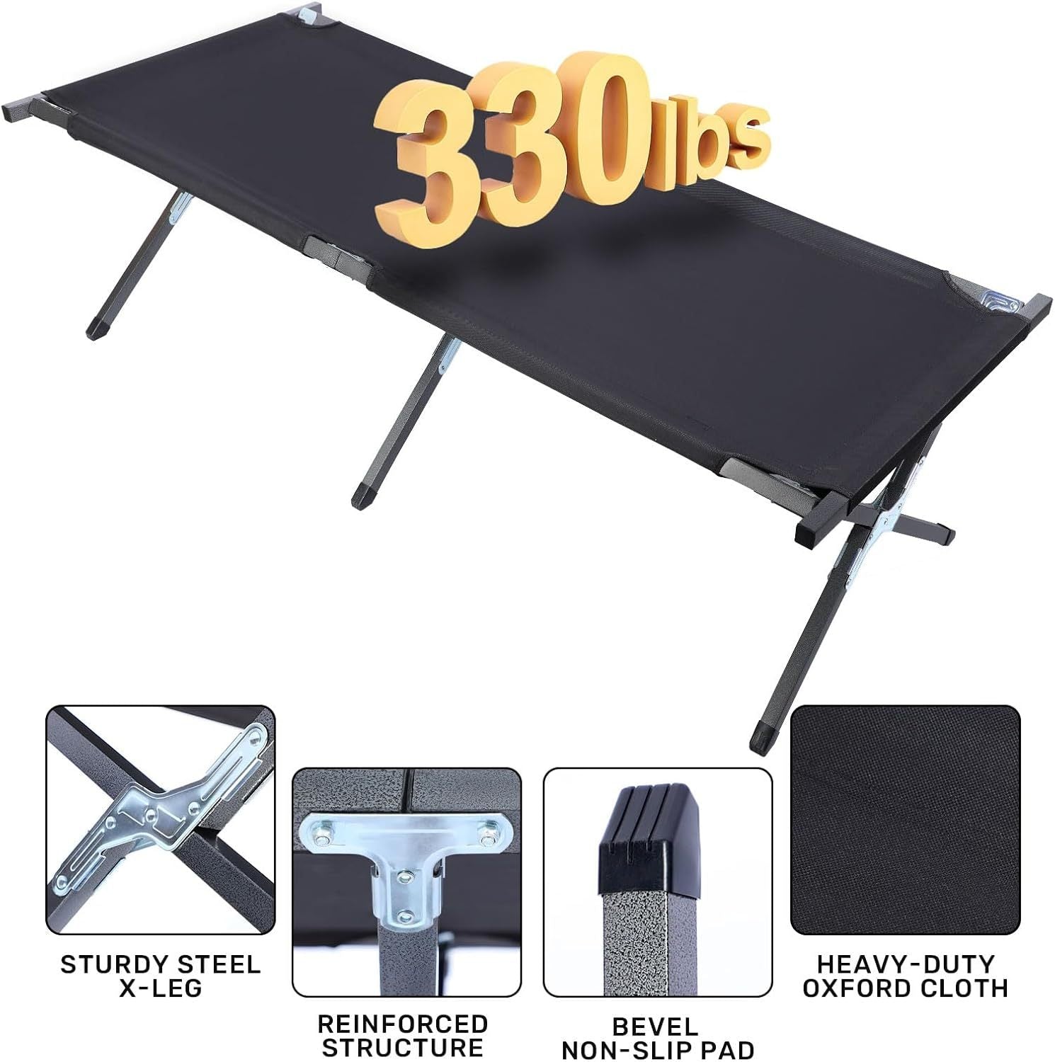 Portable Camping Cot for Adults - Lightweight Folding Cot Bed with Storage Bag - Perfect for Outdoor Camping, Hiking, Travel & Office Naps - Easy Setup - Compact & Durable - 1 Pack