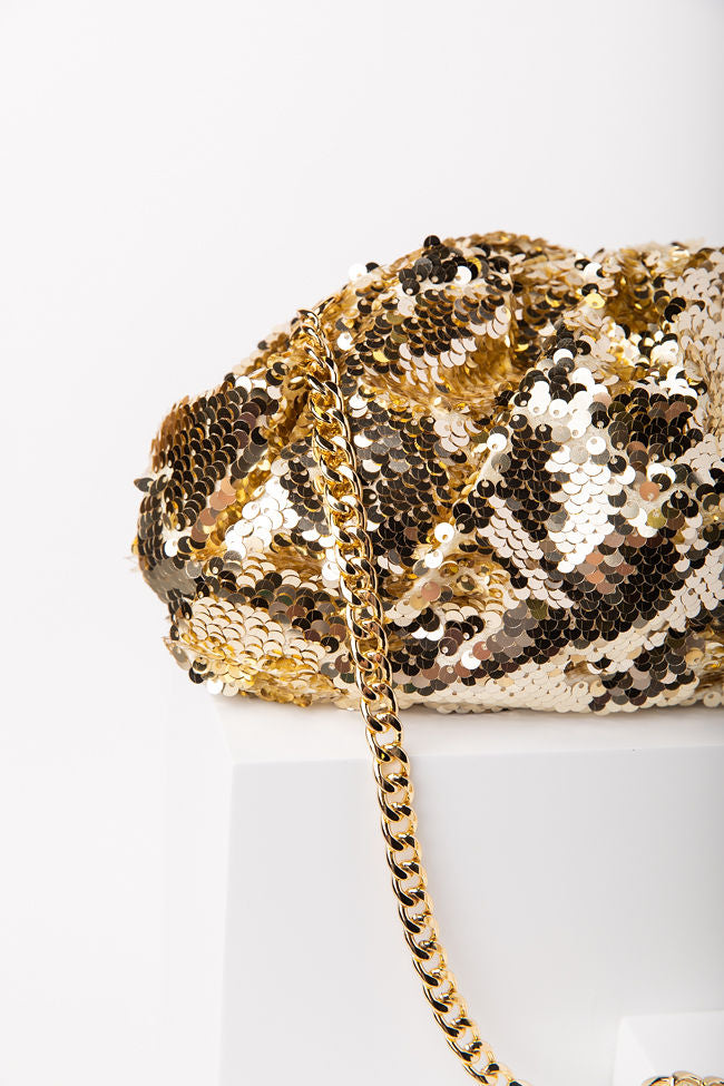 Sparkly Gold Sequin Pouch Bag for Women - Elegant Clutch for Parties, Weddings & Special Occasions - Final Sale