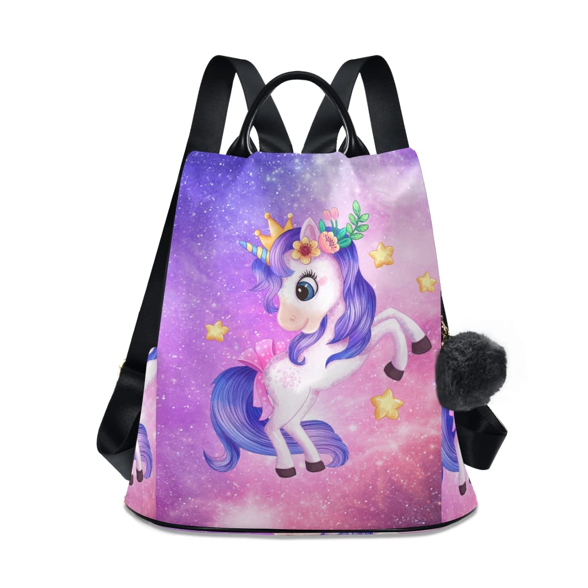 Stylish Unicorn Galaxy Print Backpack Purse for Women & Girls - Trendy Travel Bag for School, Work & Outdoor Adventures 2023