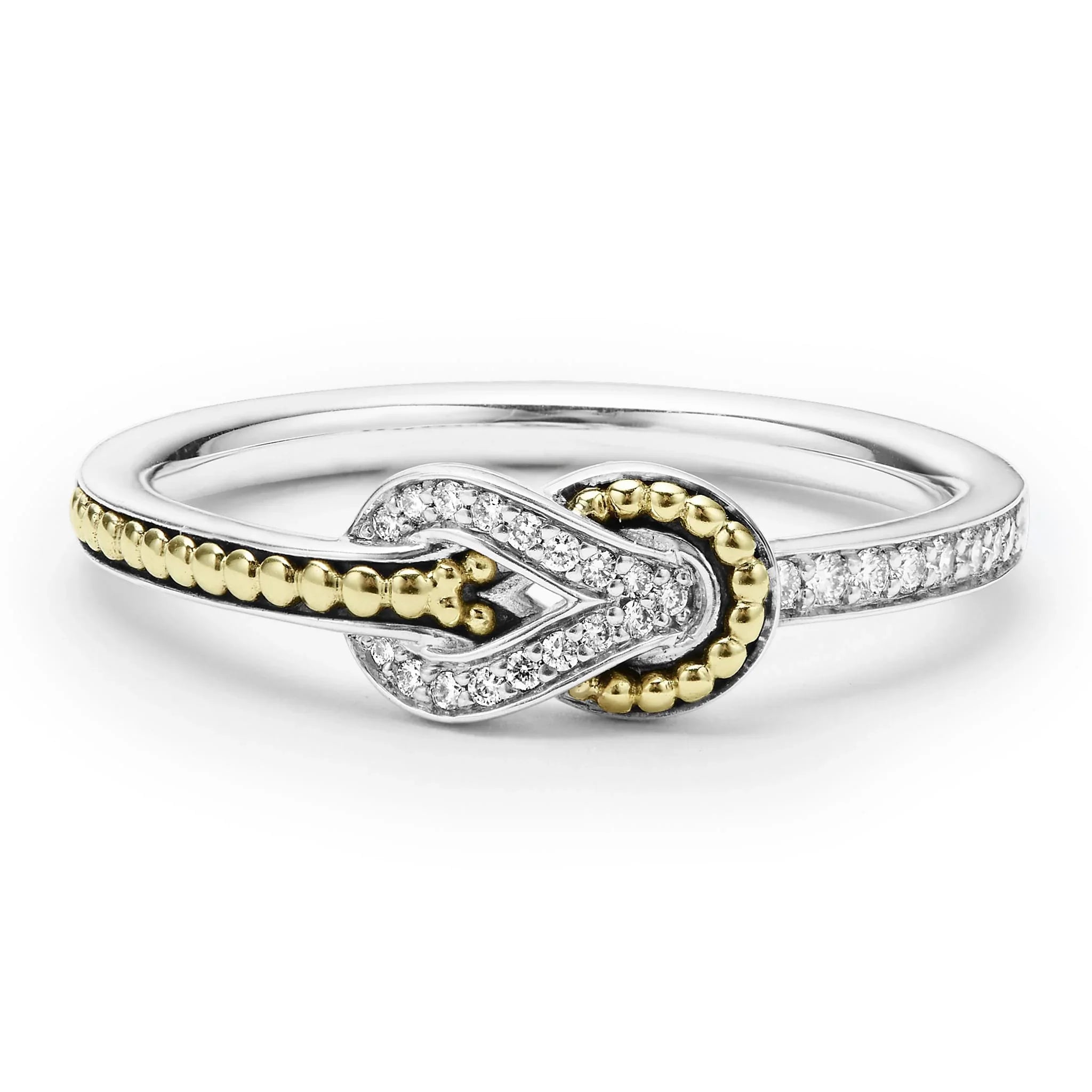 Elegant Petite Two-Tone Knot Diamond Ring for Women - Perfect for Weddings, Anniversaries & Special Occasions