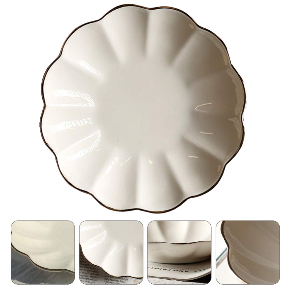 Beaupretty Ceramic Serving Bowl - Elegant Flower-Shaped Dish for Fruits, Snacks, Nuts, Candy & Jewelry | Perfect for Home, Restaurant & Office | Great for Parties, Dessert Display & Table Decor