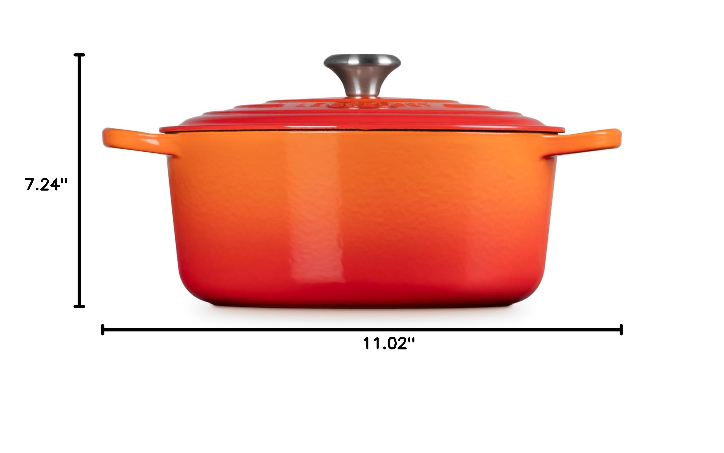Le Creuset Enameled Cast Iron Signature Round Dutch Oven 7.25 Quart - Flame Red - Premium Cookware for Braising, Stewing & Baking - Perfect for Soups, Casseroles & Family Dinners