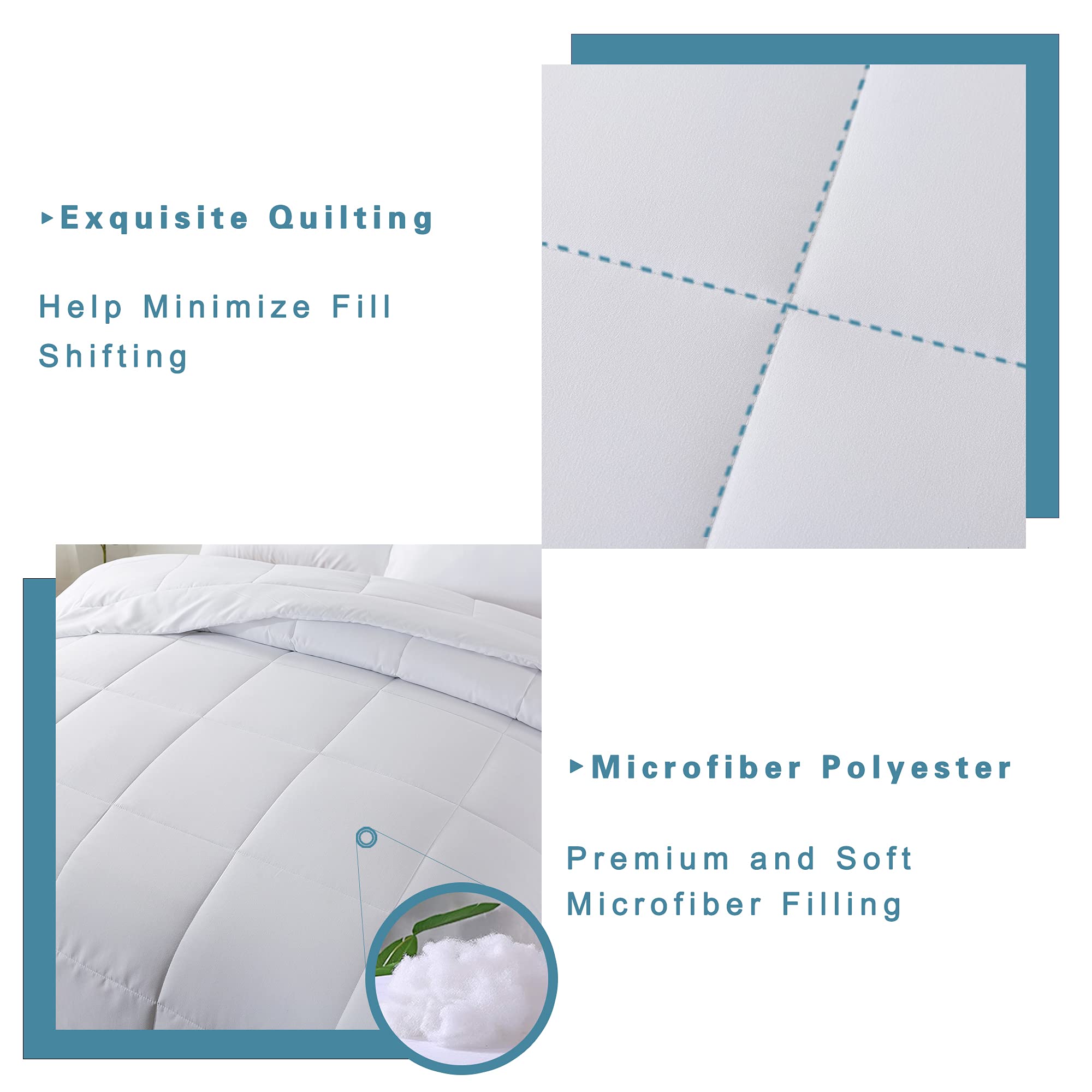 DOWNCOOL King Size Comforter Set - 3 Piece All Season Bedding with Pillow Cases for Cozy Sleep