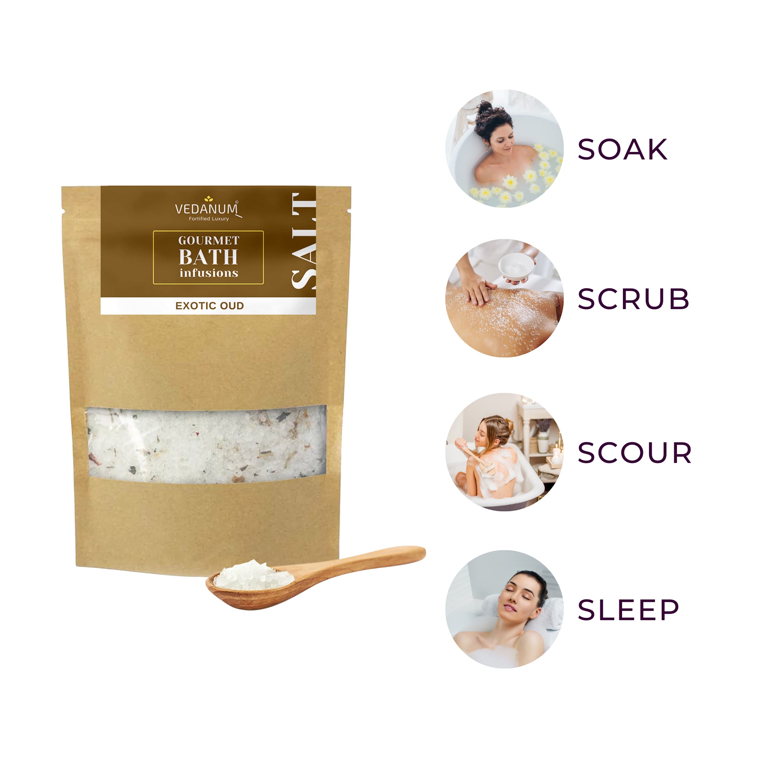 **Vedanum Fortified Aromatic Epsom Salt with Arabic Oud Oil & Minerals – 1KG for Muscle Relief, Skin Care, Body Massage & Relaxation – Perfect for Spa, Bath & Pain Relief Therapy**