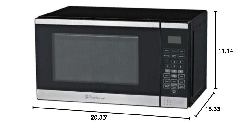 PerfectAire 1.1 cu. ft. Black Compact Microwave Oven - 1000W Power with 10 Preset Cooking Modes - Ideal for Dorms, Small Kitchens & Office Break Rooms