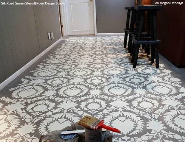 Handmade Silk Road Suzani Wall Stencil - Traditional Floral Pattern for DIY Home Decor, Wall Painting & Boho Interior Design