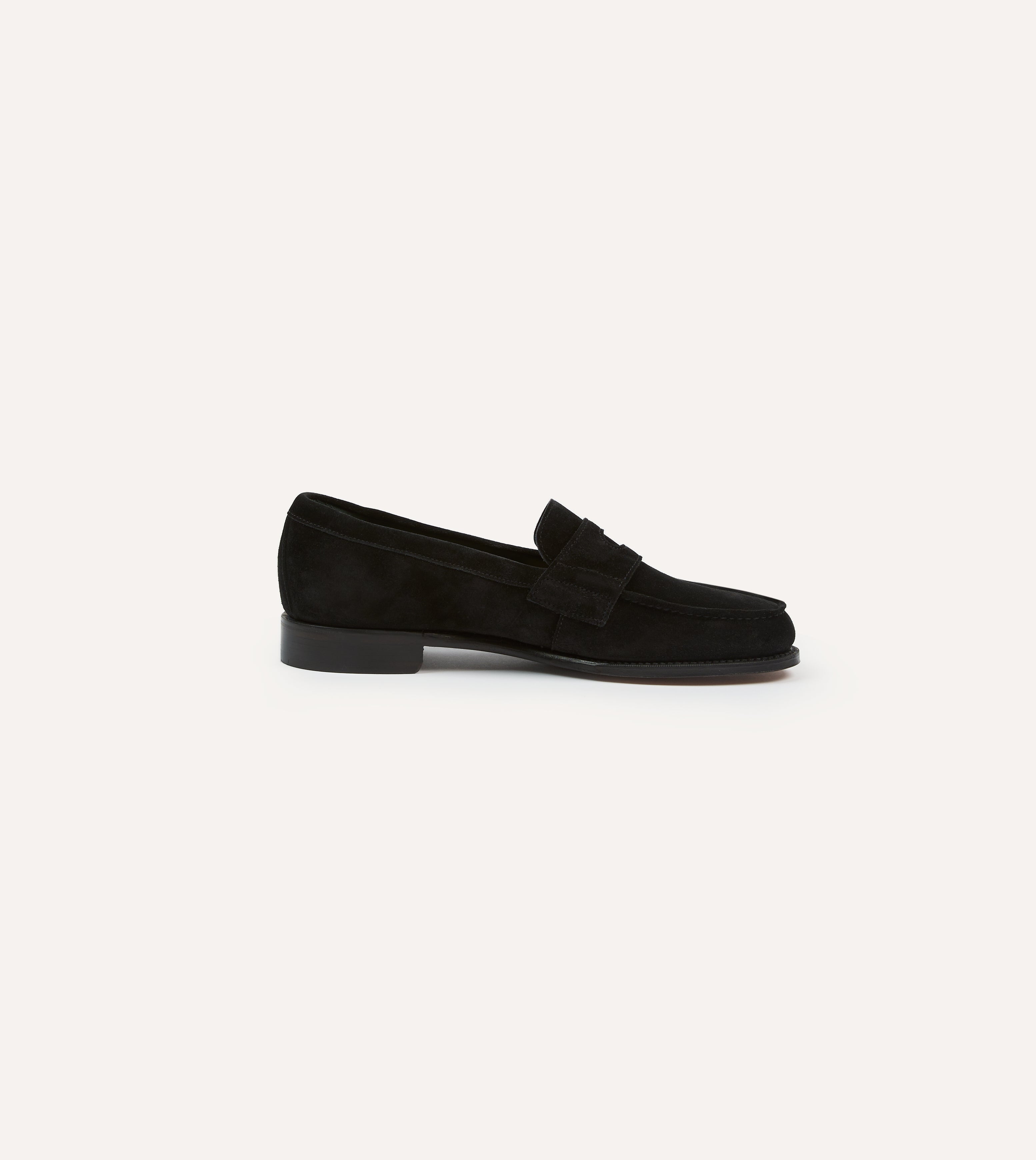 Drake's by A. Levine Men's Black Suede Penny Loafers - Goodyear Welted Charles Mk II Dress Shoes for Business & Casual Wear