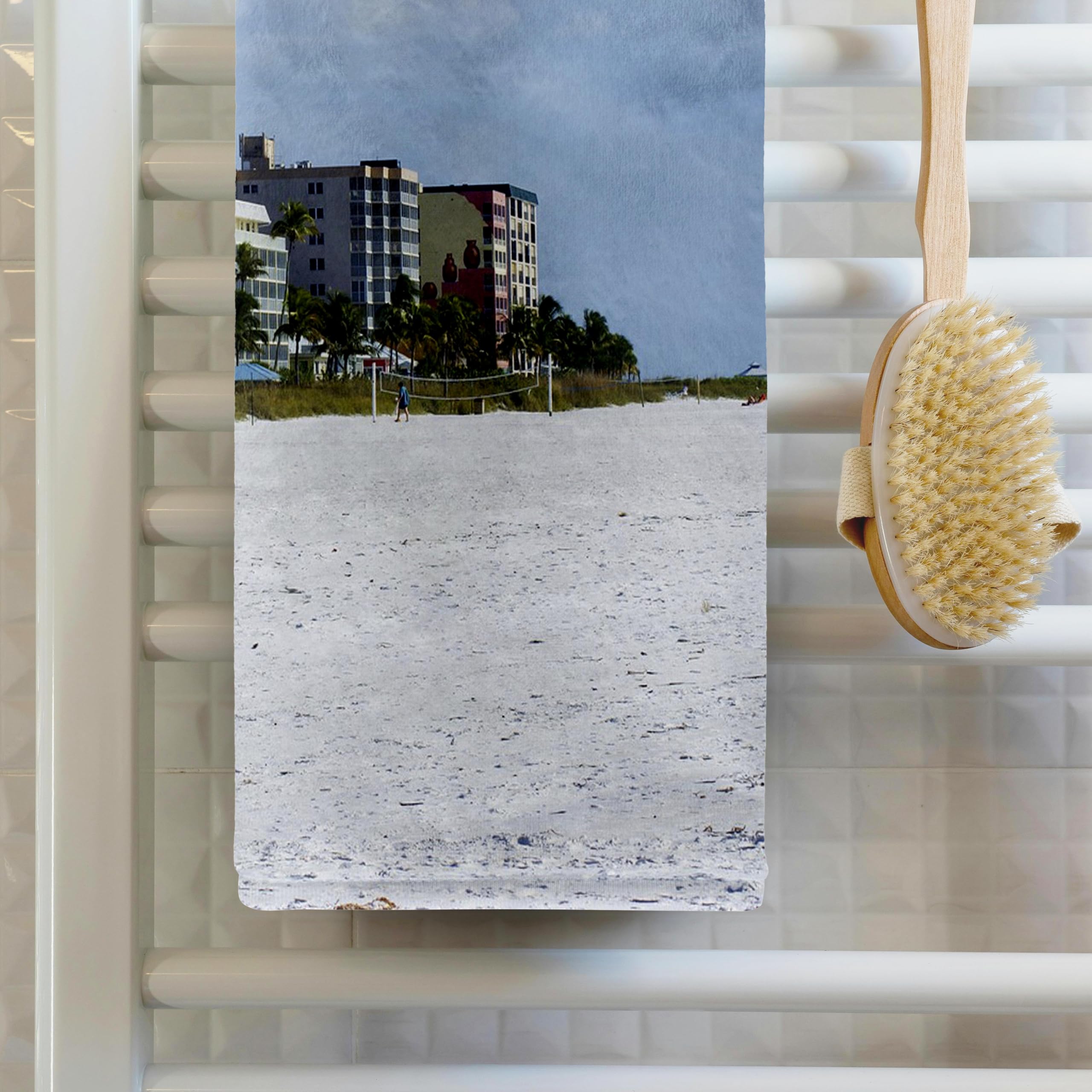 3dRose 15x22 Ft. Myers Beach Hand Towel - Premium Quality, Quick-Dry, Perfect for Beach Trips, Poolside, and Outdoor Adventures