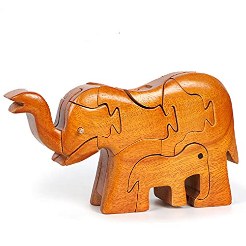 YOVQNMX Wooden Animal Puzzle Toys - Elephant Shape Brain Teaser Game for Kids, Montessori Learning & Educational Block Puzzle - Perfect for Birthday Gifts, Classroom Activities & Family Game Night