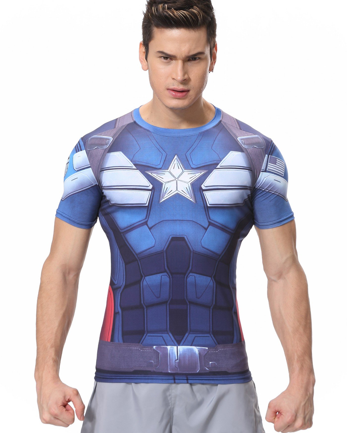 Men's Compression Fitness Shirt - Moisture Wicking Superhero Graphic Workout T-Shirt for Running & Gym Training - Ideal for Sports, Jogging and Active Lifestyle