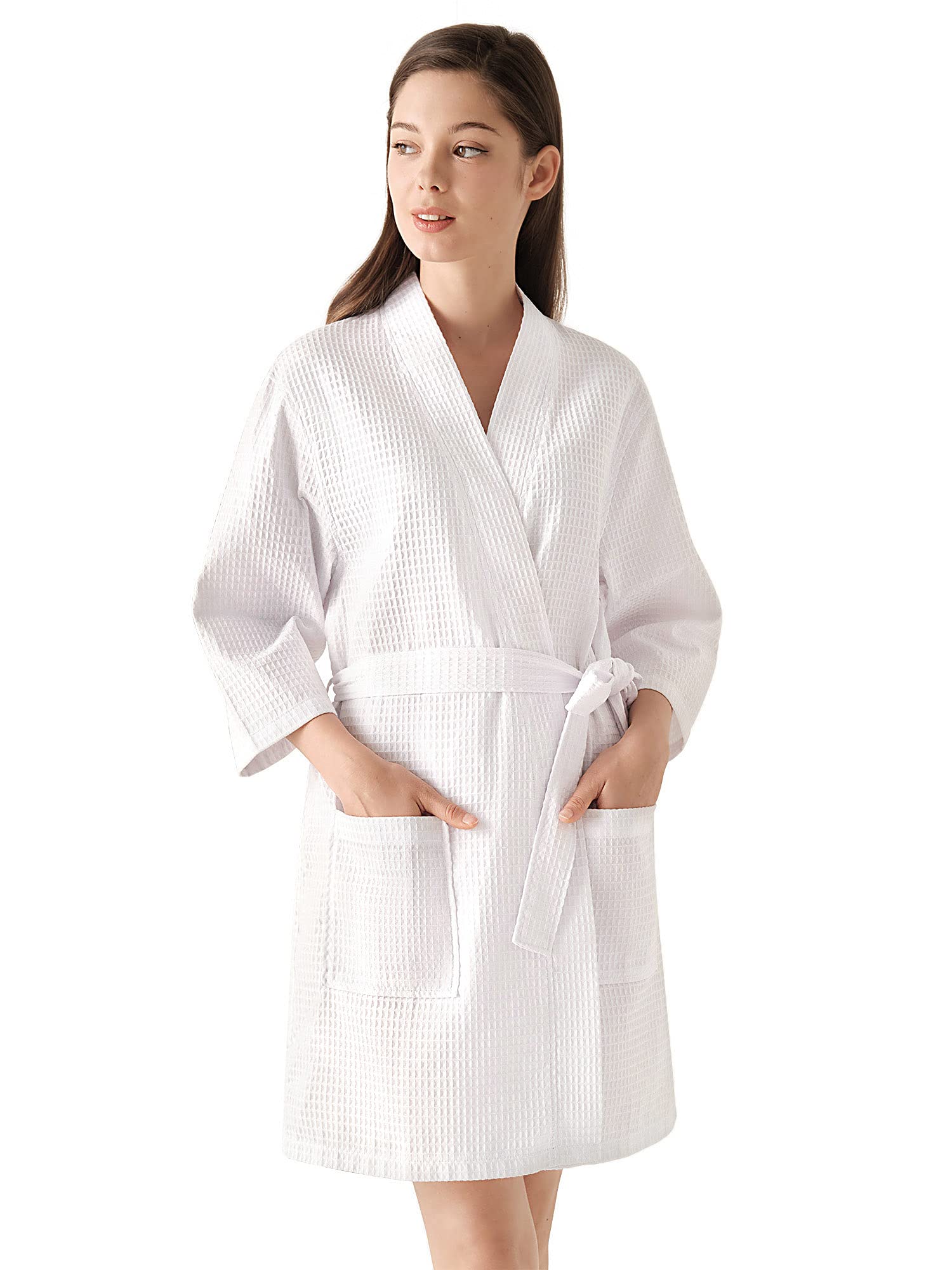 SIORO Women's Cotton Waffle Bathrobe - Lightweight Short Spa Robe, Soft & Cozy Nightwear for Women (Sizes S-XL) | Perfect for Home, Spa, Beach & Hotel Relaxation