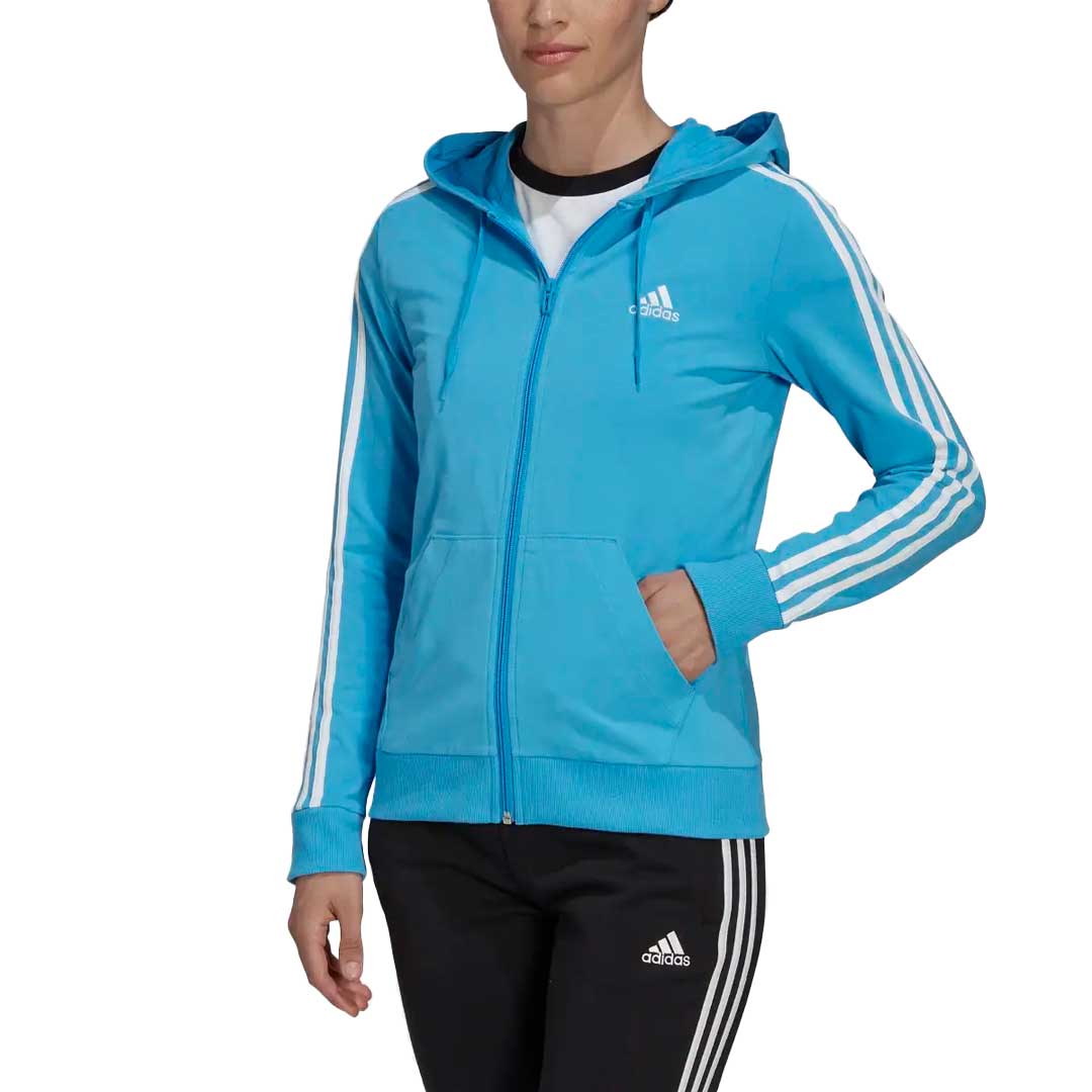adidas Women's Essentials 3 Stripes Full Zip Hoodie (HL2057) - Comfortable Athletic Jacket for Running, Gym & Casual Wear
