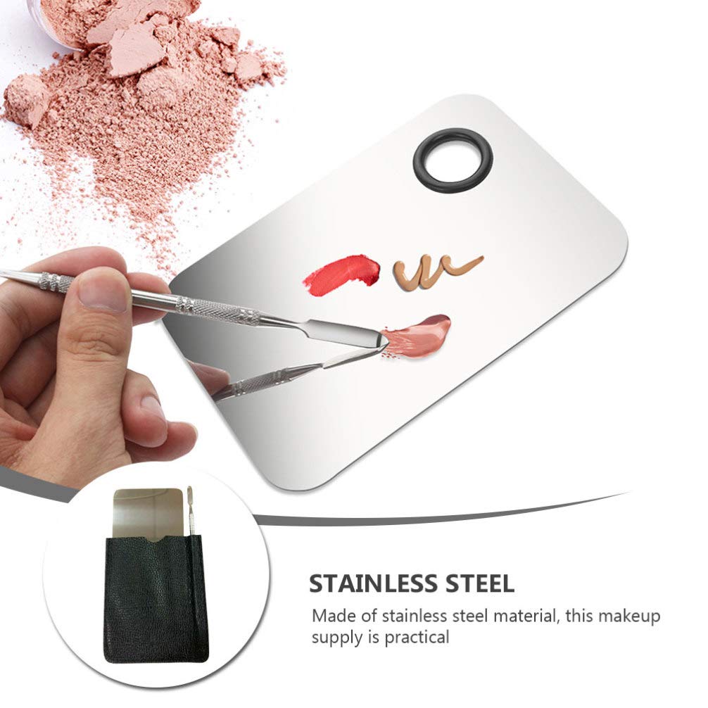 Beaupretty Professional Makeup Mixing Palette - Stainless Steel Cosmetic Palette with Spatula & Storage Case - Perfect for Nail Art, Foundation Mixing & Makeup Blending (Ideal for Salon & Home Use)