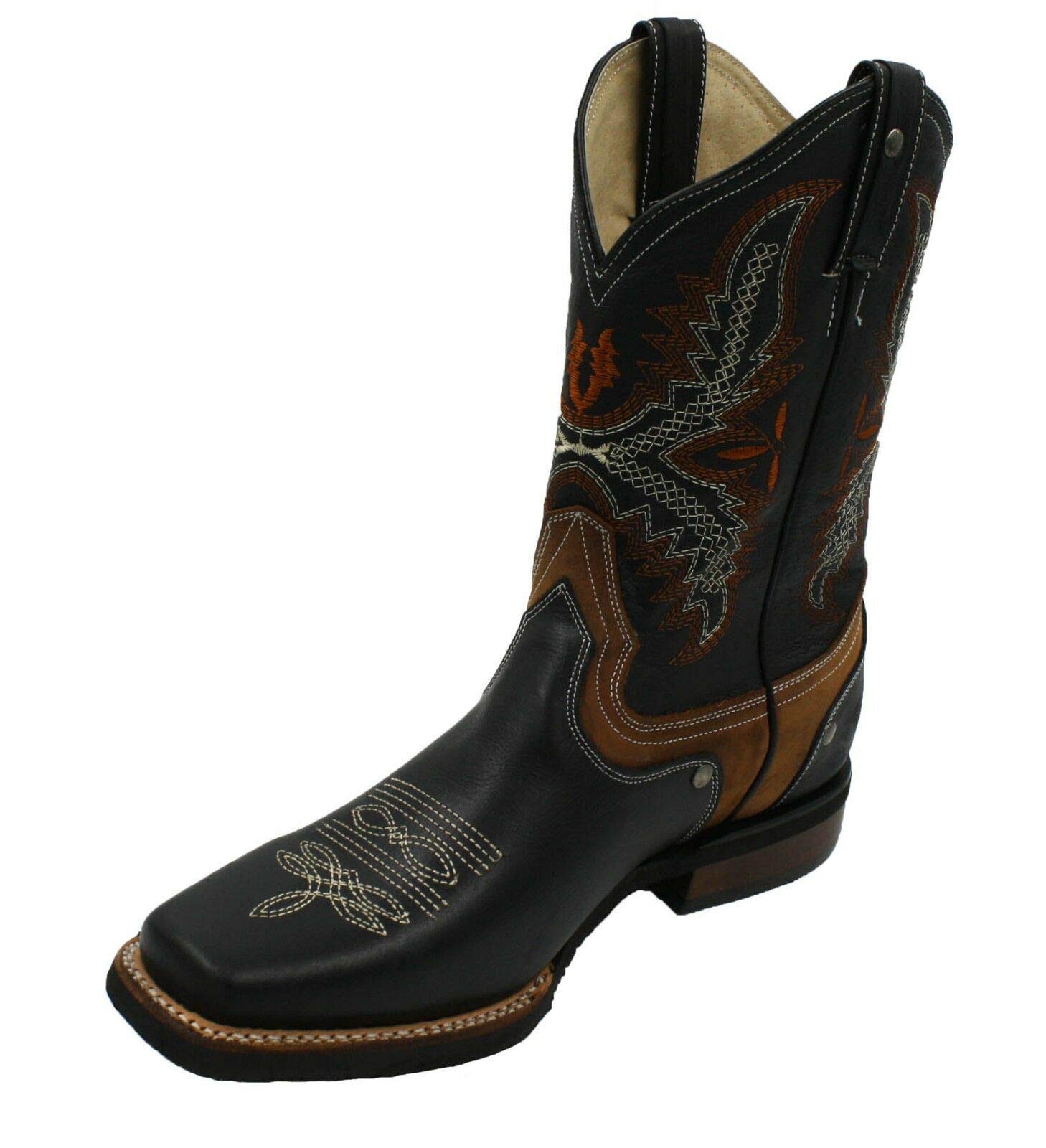Dona Michi Men's Genuine Leather Rodeo Cowboy Boots - Western Square Toe Boots for Country Dancing, Rodeo & Casual Wear - Style 940