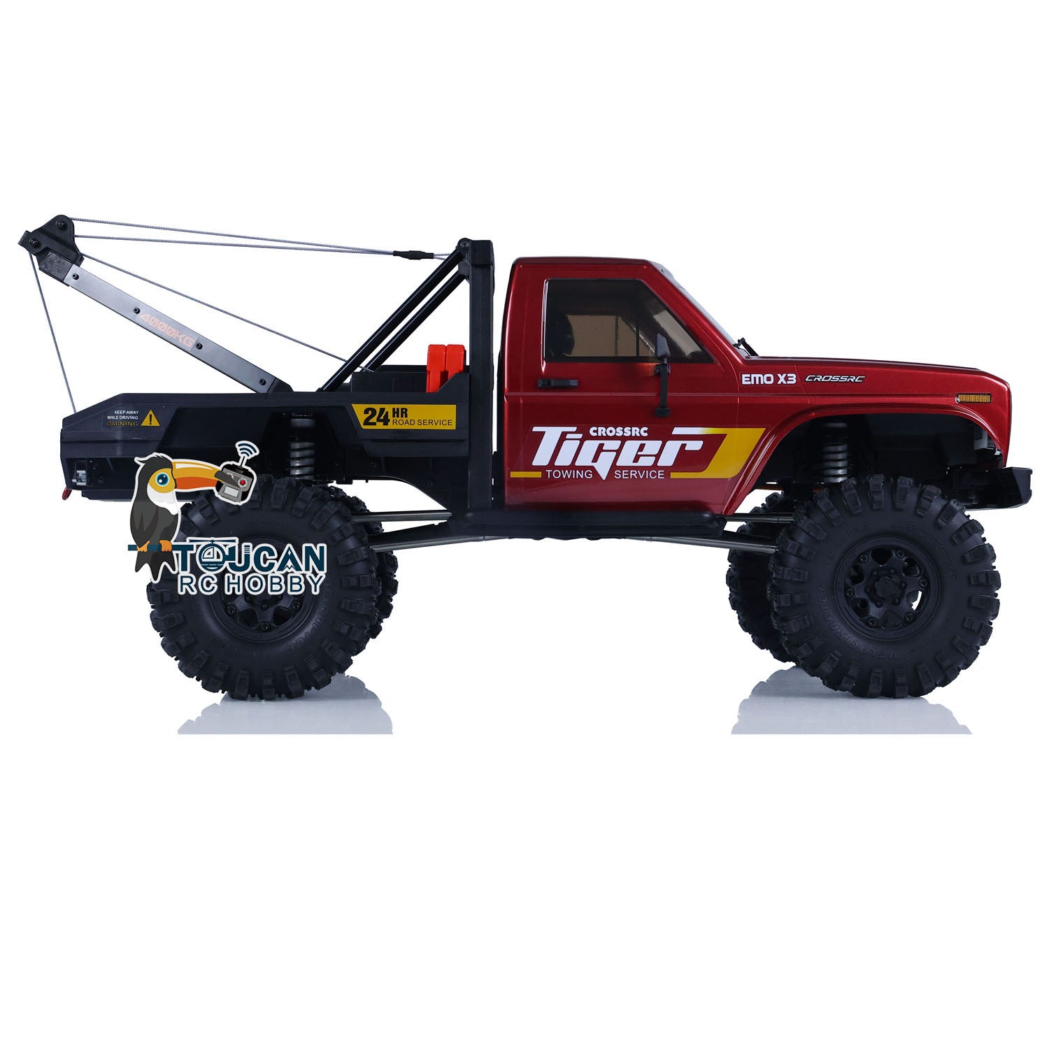 CrossRC EMO X3 1/8 Scale 4WD RC Rescue Towing Truck - 4x4 Remote Control Crawler with Brushed Motor, ESC & Differential Lock | Off-Road Adventure, Rock Crawling, Emergency Simulation