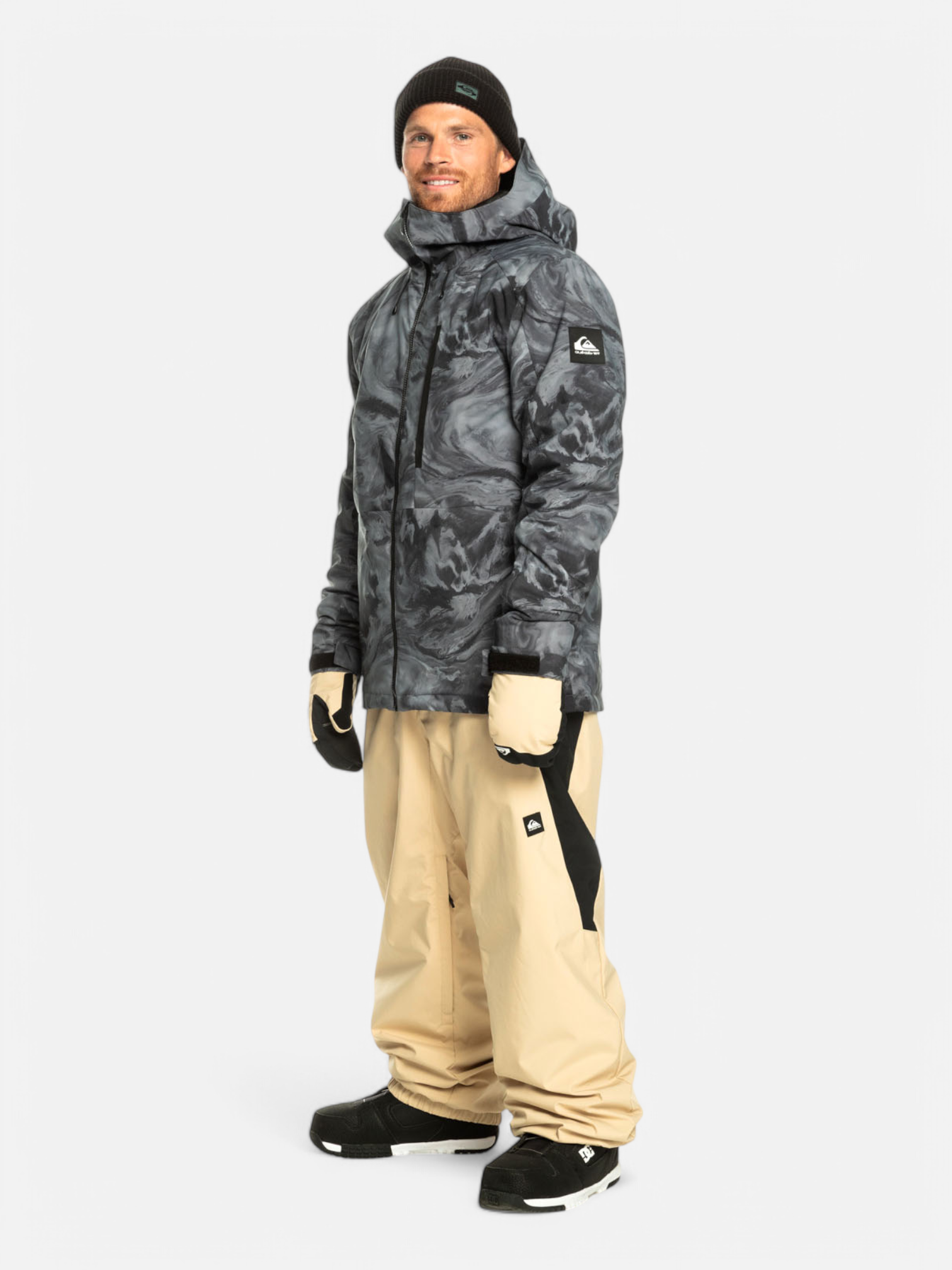 Quiksilver Snow Mission Printed Black Snow Jacket for Men & Women - Waterproof Winter Coat for Skiing, Snowboarding & Outdoor Adventures