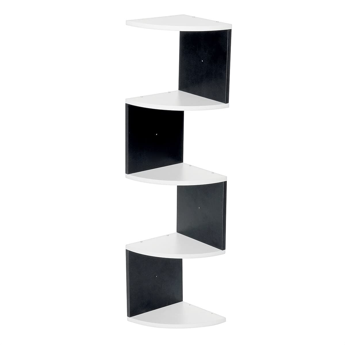 5-Tier Corner Bookshelf - Space Saving Wall Mounted Bookcase Organizer for Home & Office - Black & White - Perfect for Small Spaces, Living Room, Bedroom & Study