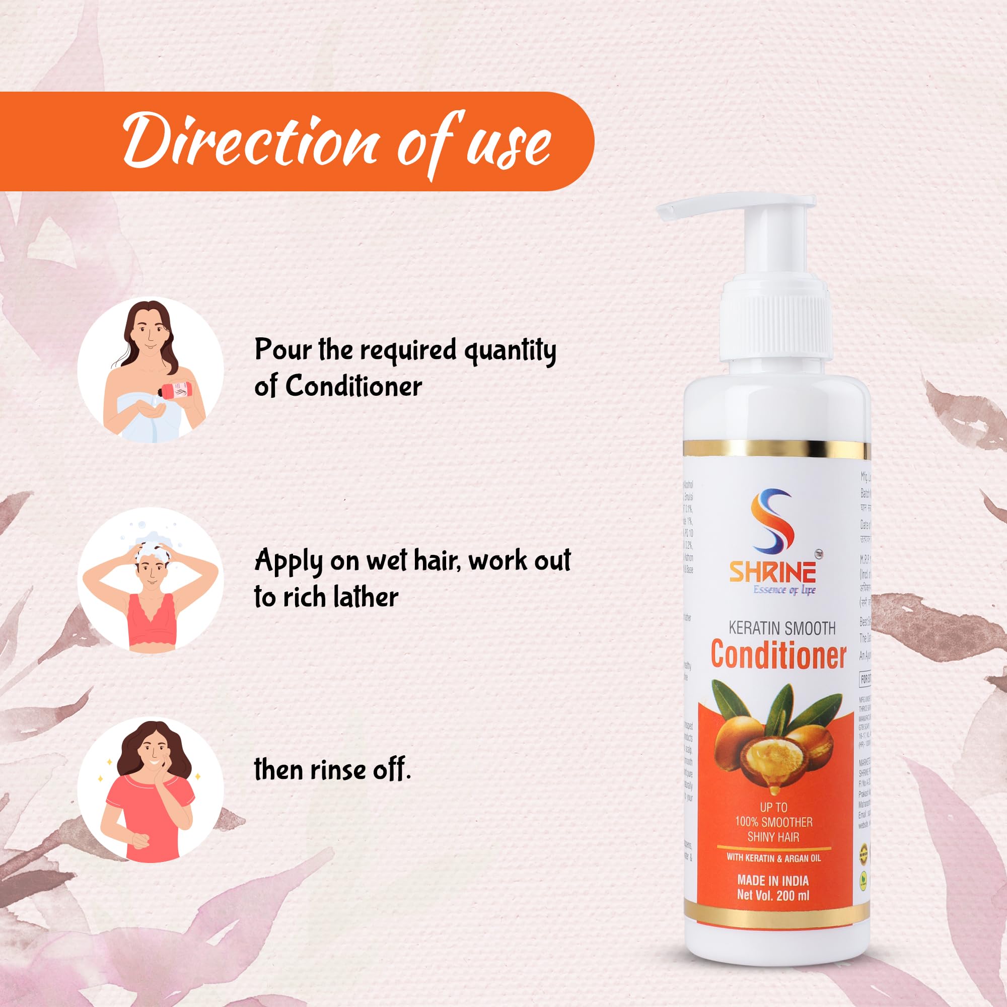 Keratin & Argan Oil Hair Conditioner 200ml - Smooth, Straighten & Shine for Frizz-Free Hair - Perfect for Daily Use & Salon-Like Results at Home