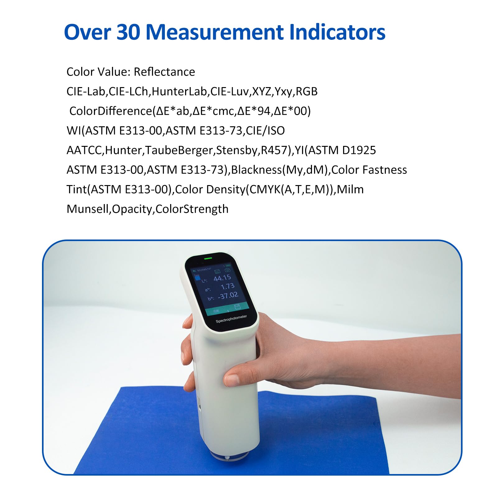 Portable Rechargeable Handheld Colorimeter Spectrophotometer - 6mm Test Aperture, Auto Calibration, IPS Touchscreen, 3000mAh Battery | Perfect for Paint Matching, Textile Quality Control, and Industrial Color Measurement