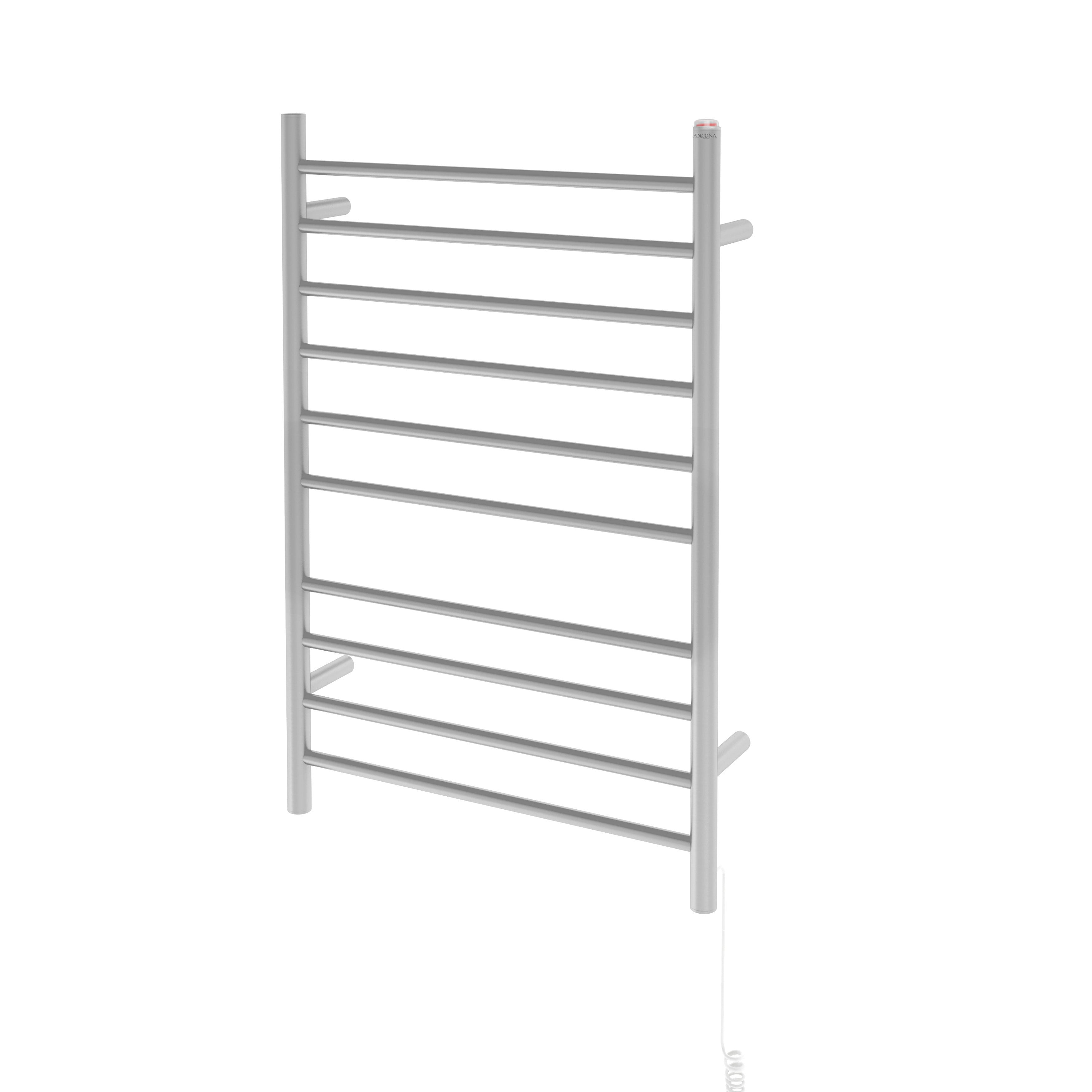 Novara Dual 10 Bar Wall Mount Towel Warmer in Brushed Nickel - Premium Bathroom Heated Towel Rack for Spa, Luxury Home & Hotel Use