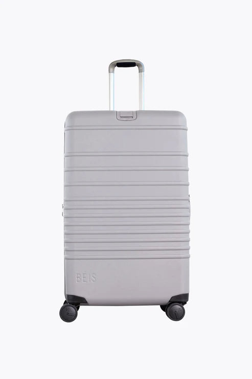 Large Grey Check-In Roller Luggage - Spacious & Durable Suitcase for Air Travel, Business Trips & Vacations