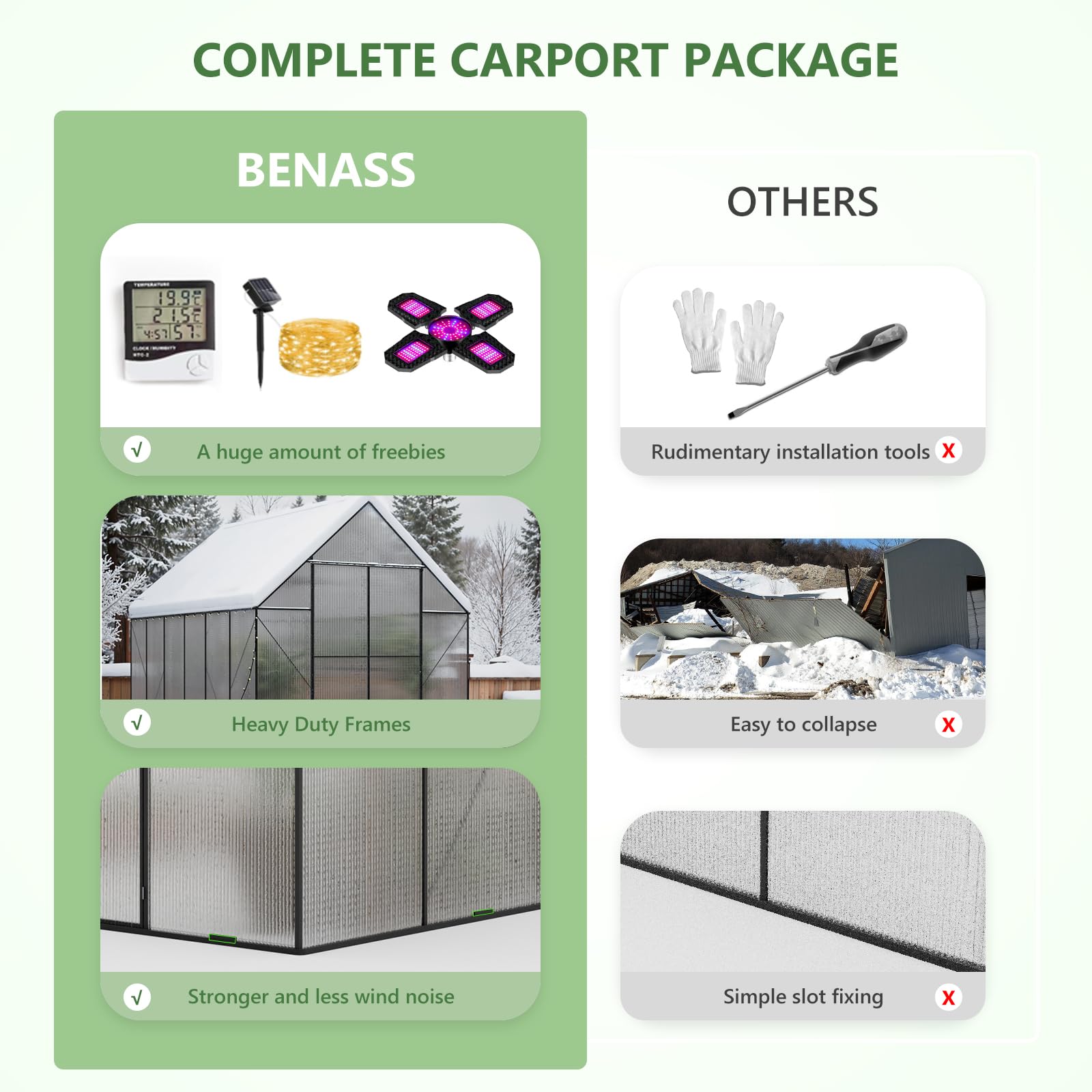 8x12 FT Heavy Duty Polycarbonate Greenhouse for Outdoors - Large Walk-in Aluminum Hot House with Roof Vent | Perfect for Backyard Gardening, Plant Growing & Outdoor Greenhouse Garden Use