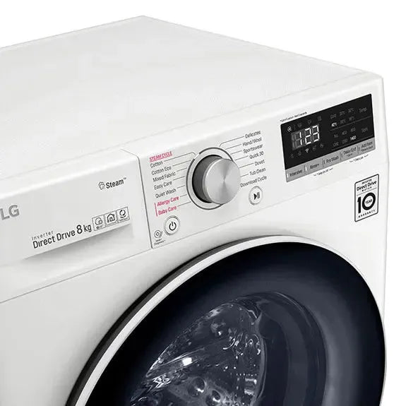 LG 8kg Front Load Washing Machine - Energy Efficient, Quiet Operation, White - Perfect for Apartments & Small Laundry Rooms