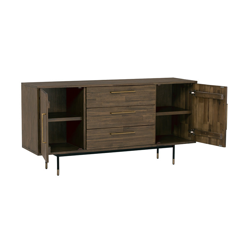 HAMILTON Solid Acacia Wood Sideboard Buffet - 63 Inch Toffee Color Storage Cabinet for Dining Room, Living Room & Entryway