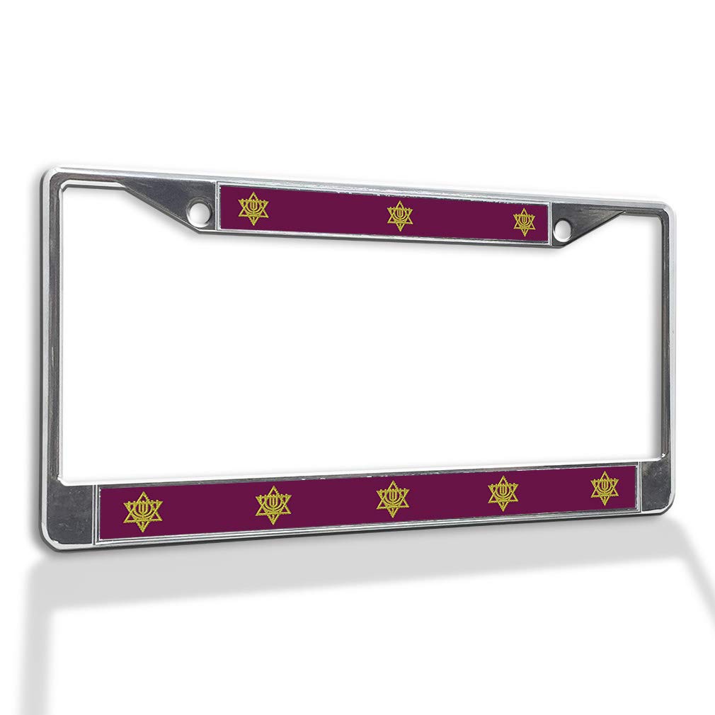 Premium Metal Jewish License Plate Frame - Weatherproof Chrome Car Accessory with 2 Solid Holes | Durable Auto Decoration for Hanukkah & Jewish Pride | Perfect for Cars, Trucks & SUVs