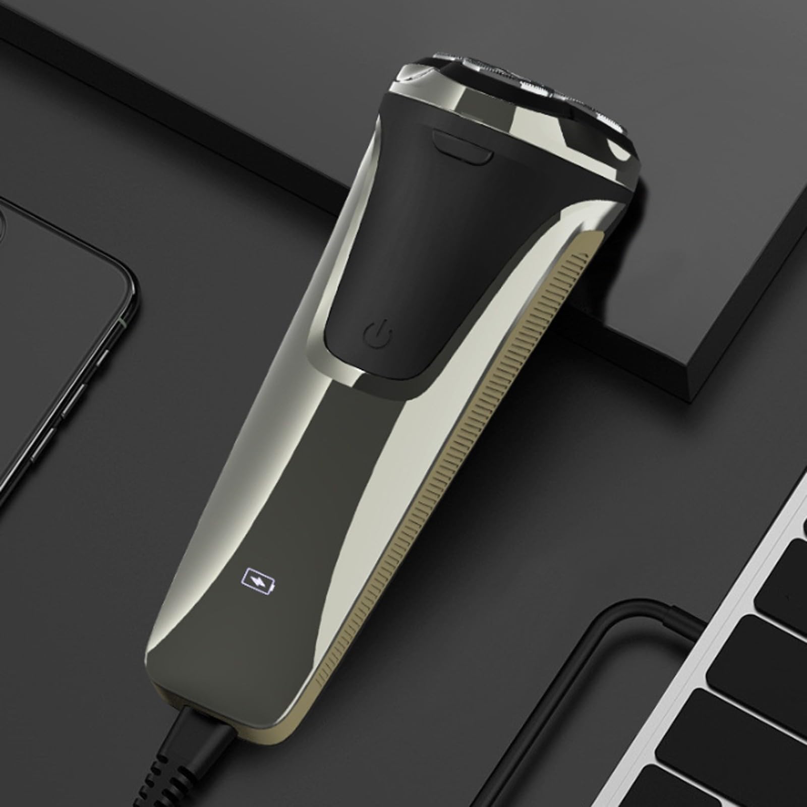 2025 Premium Electric Razor for Men - Rechargeable 4D Floating Head Shaver with Wet/Dry Use | Smooth Facial Shaving | Portable Travel Design (Khaki) | Perfect for Home, Gym & Business Trips