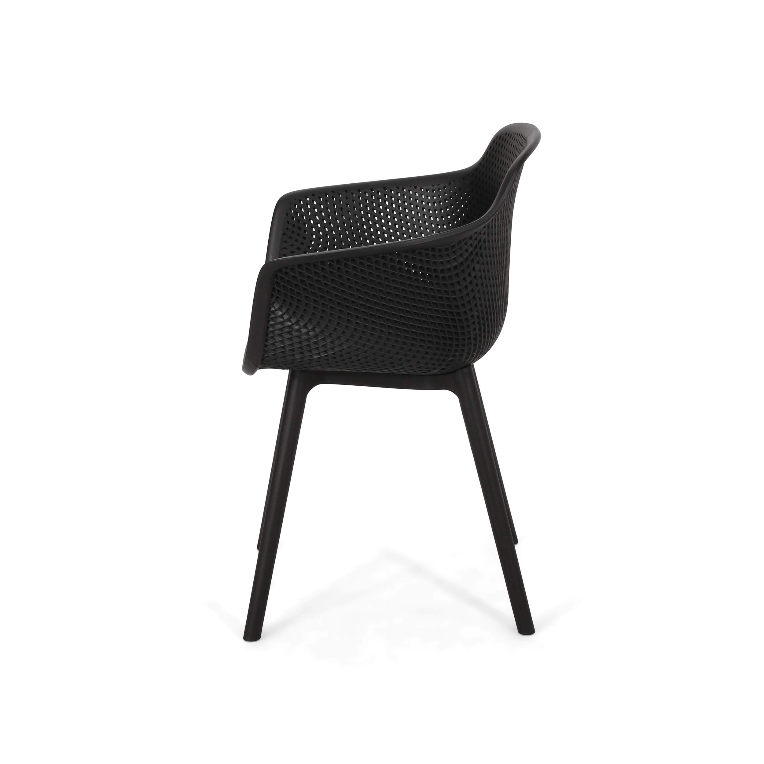 Christopher Knight Home Davina Outdoor Dining Chair Set of 2 - Weather-Resistant Polypropylene Patio Chairs in Black - Perfect for Backyard, Garden, and Poolside Dining