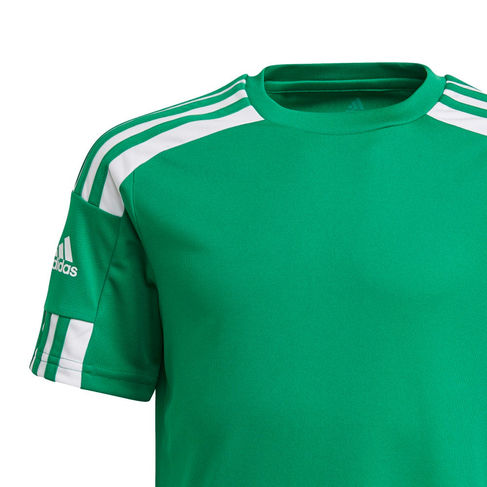 Adidas Youth Squadra 21 Soccer Jersey - Green & White Stripe Football Shirt for Kids & Teens - Perfect for Training, Matches & Fan Wear