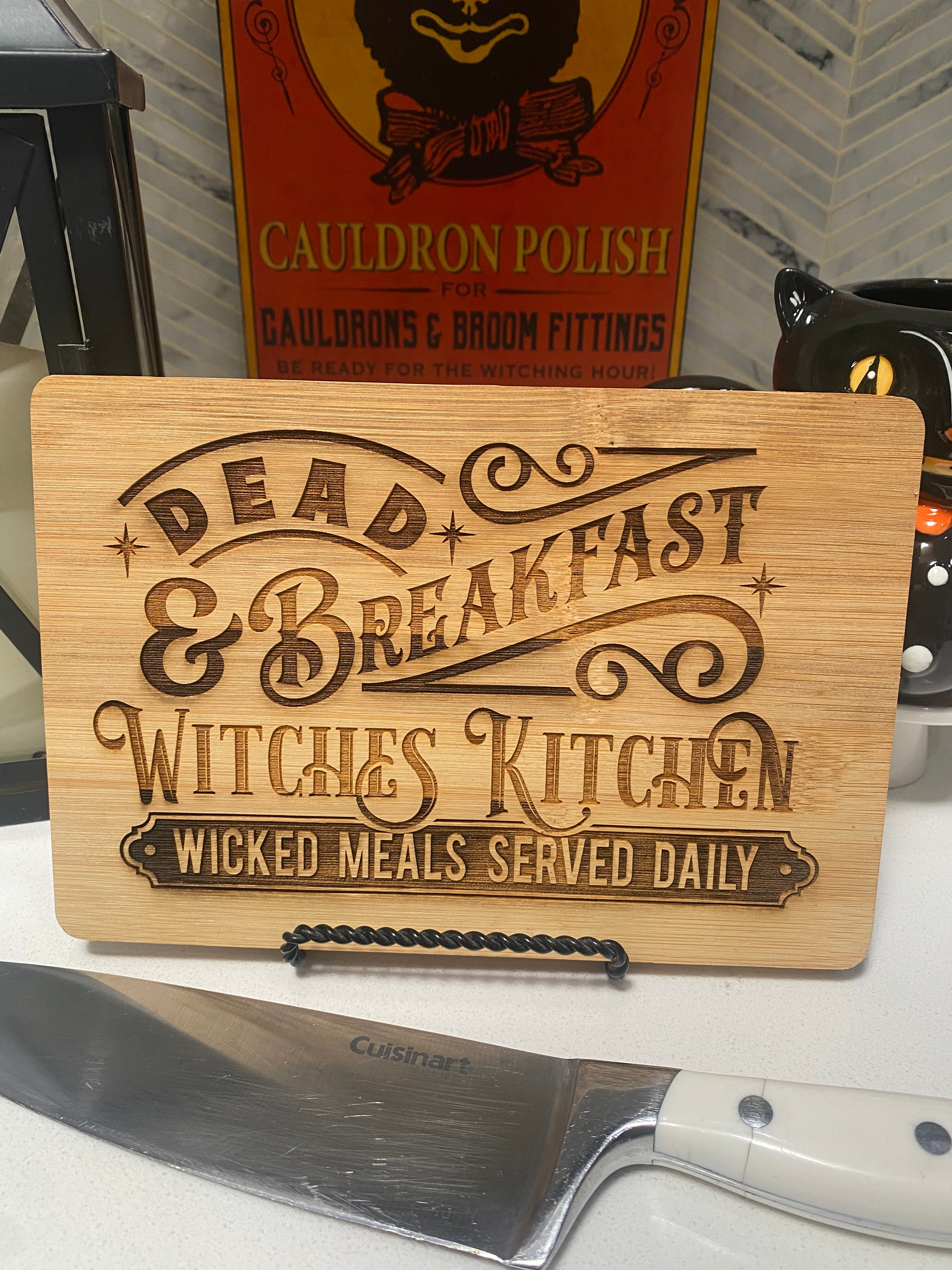 Premium Dead & Breakfast Cutting Board - Durable Wooden Chopping Board for Kitchen, Butcher Block for Meat, Cheese & Bread - Perfect for Home Cooking, BBQ & Entertaining