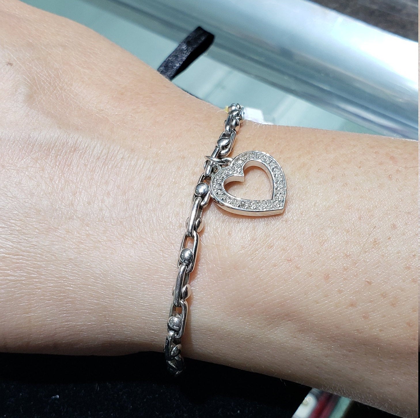 1/2 Ct. Diamond Heart Charm Bracelet - 14k White Gold Jewelry for Women, Elegant Gift for Valentine's Day, Anniversary & Special Occasions