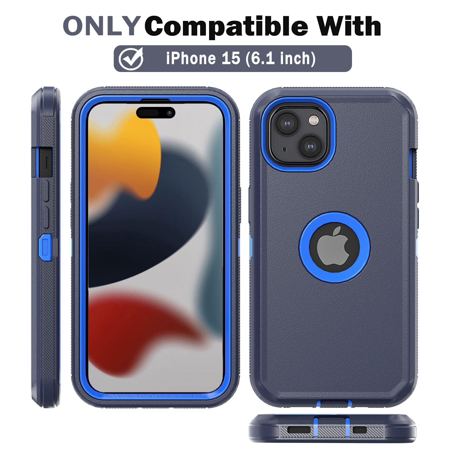 Shockproof Heavy Duty Armor Case for iPhone 15 (6.1