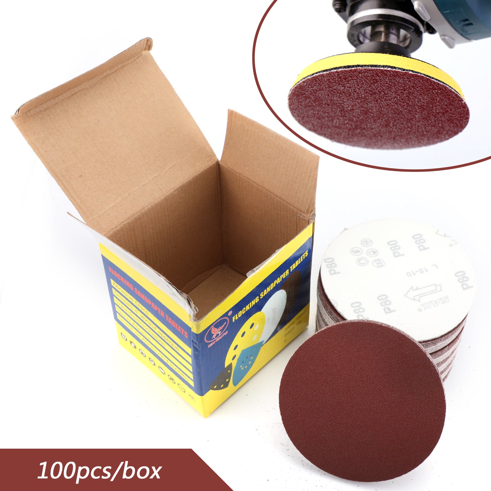 100PCS 6-Inch Hook & Loop Sanding Discs, 40-2000 Grit Sandpaper Sheets for Woodworking, Metal Polishing & Automotive Sanding - Multi-Purpose Abrasive Discs for Orbital Sanders