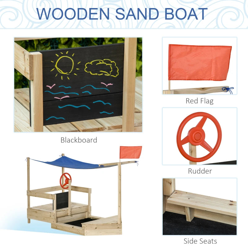**Premium Kids Wooden Sandbox with Canopy Shade & Foldable Design - Outdoor Sand Play Station with Flag, Bottom Liner & Blackboard - Perfect for Backyard, Garden & Playground Fun**
