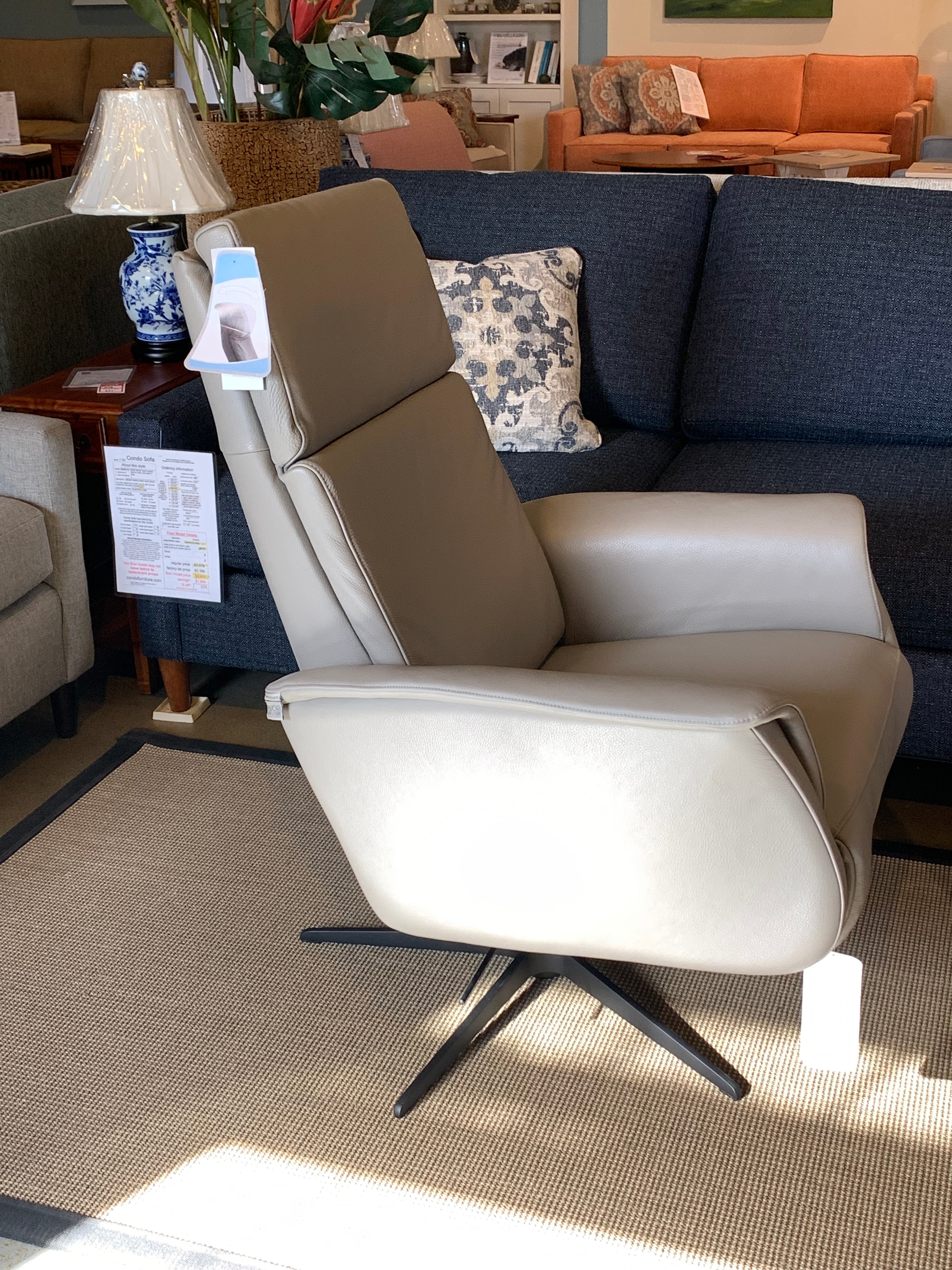 Hjort Knudsen 8007 Superior Swivel Recliner Chair - Large Size, 360° Rotation, Premium Comfort for Living Room, Home Theater & Office - Showroom Model