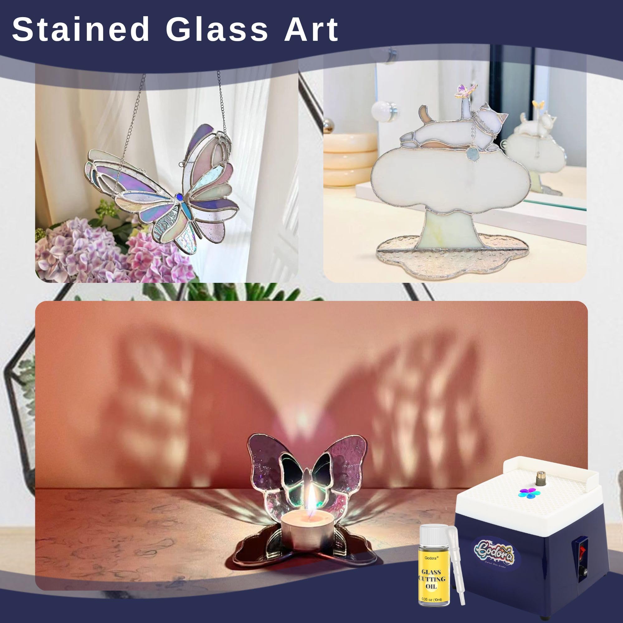 Professional Stained Glass Grinder Kit - Mini Glass Grinding Machine with 5/8