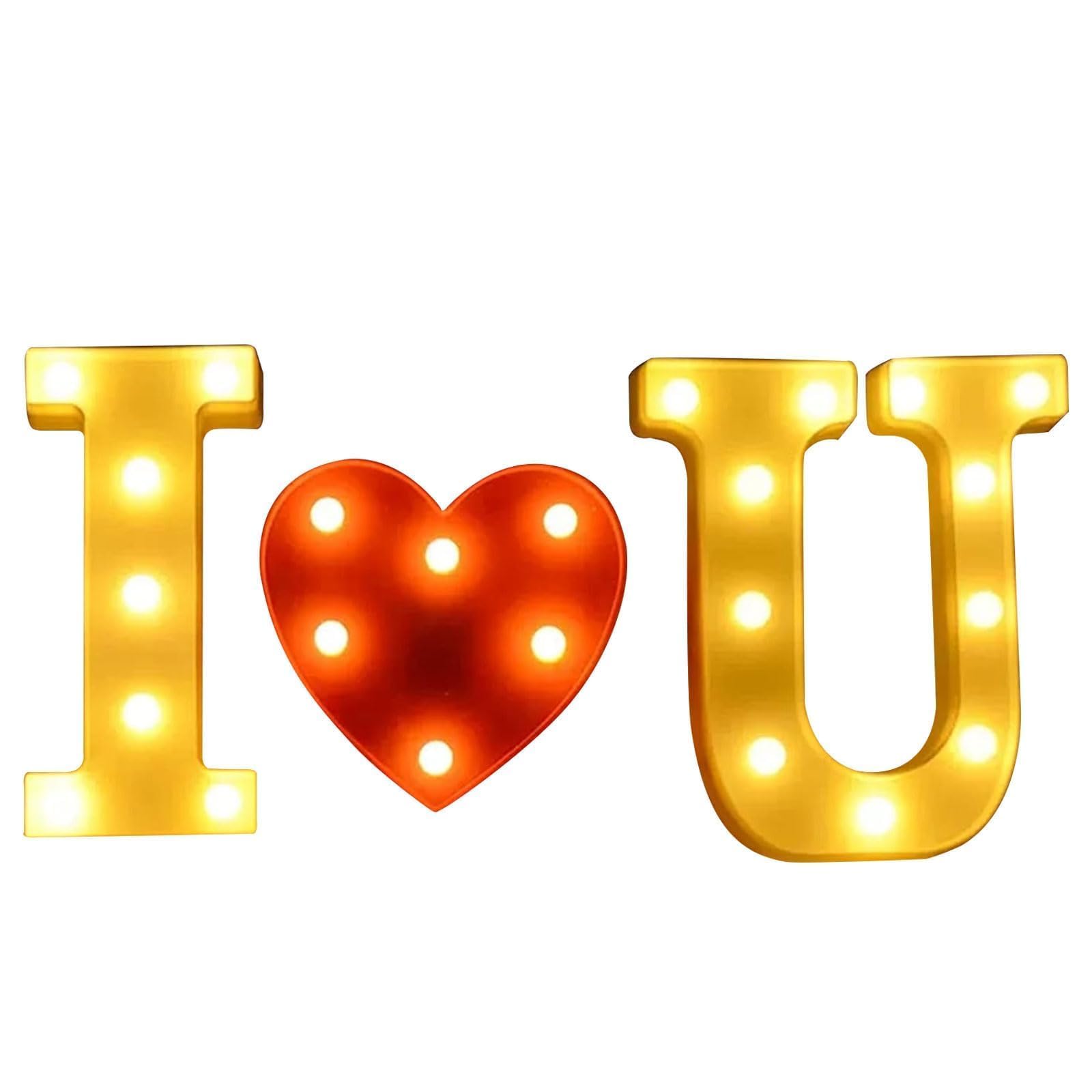 I Love You LED Light Up Letters Sign - Romantic Wedding Proposal Decor, Heart Marquee Night Light for Bedroom, Christmas Holiday Gift, Home Party Decoration - Perfect for Anniversaries, Valentine's Day & Date Nights