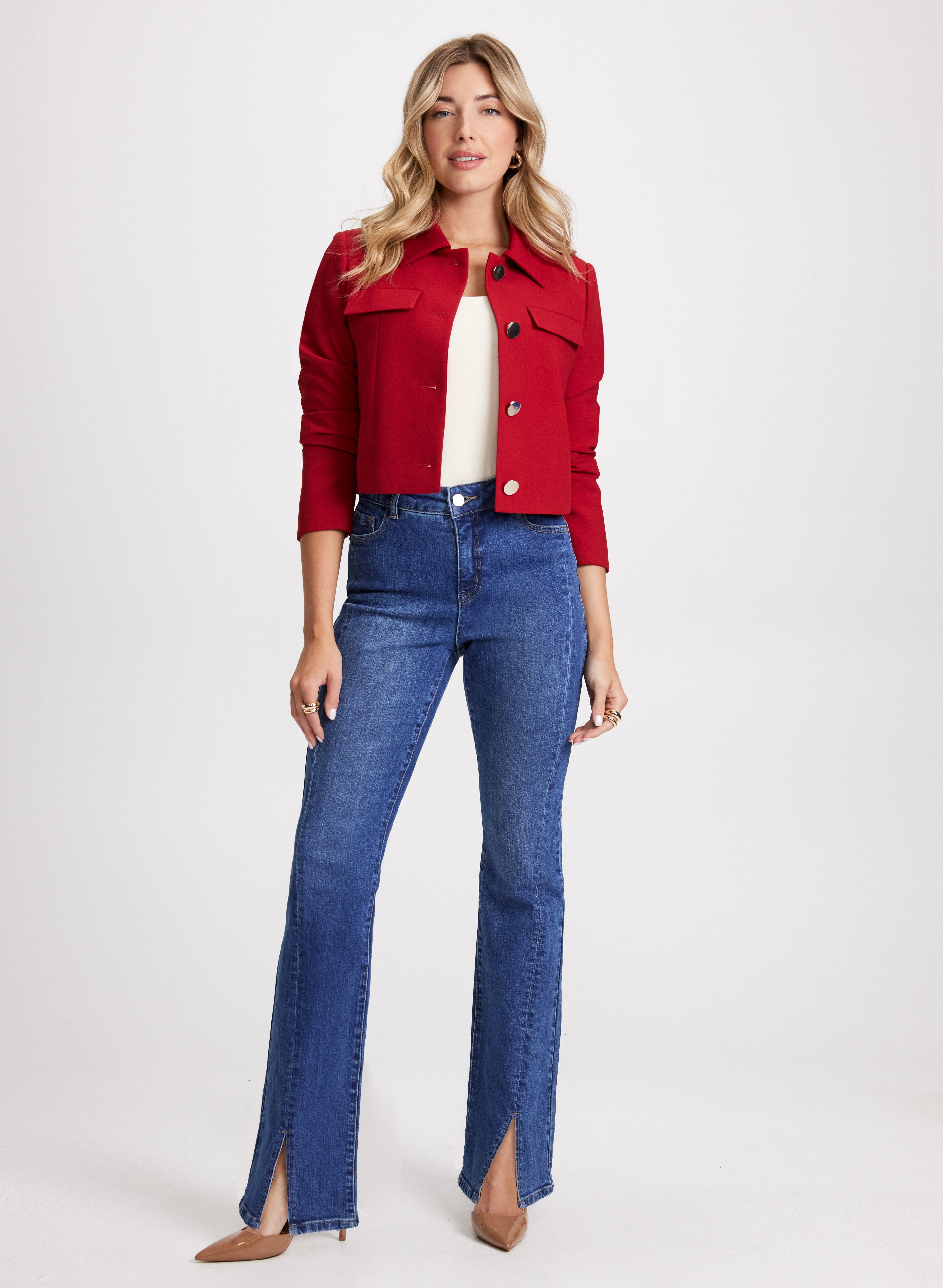 Women's Cropped Button Down Jacket - Stylish Denim Shirt Jacket for Spring & Fall | Casual Outfit Essential for Streetwear & Layering