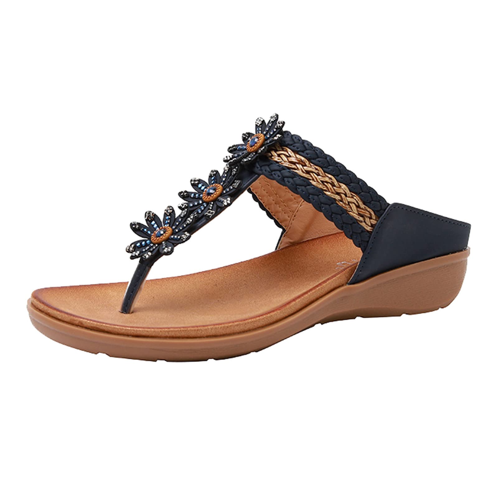 Women's Embroidered Fringe Slippers - Fish Mouth Platform Sandals with Furry Lining | Multicolor Bohemian House Shoes for Women | Perfect for Indoor Lounging, Spa Days & Cozy Home Wear