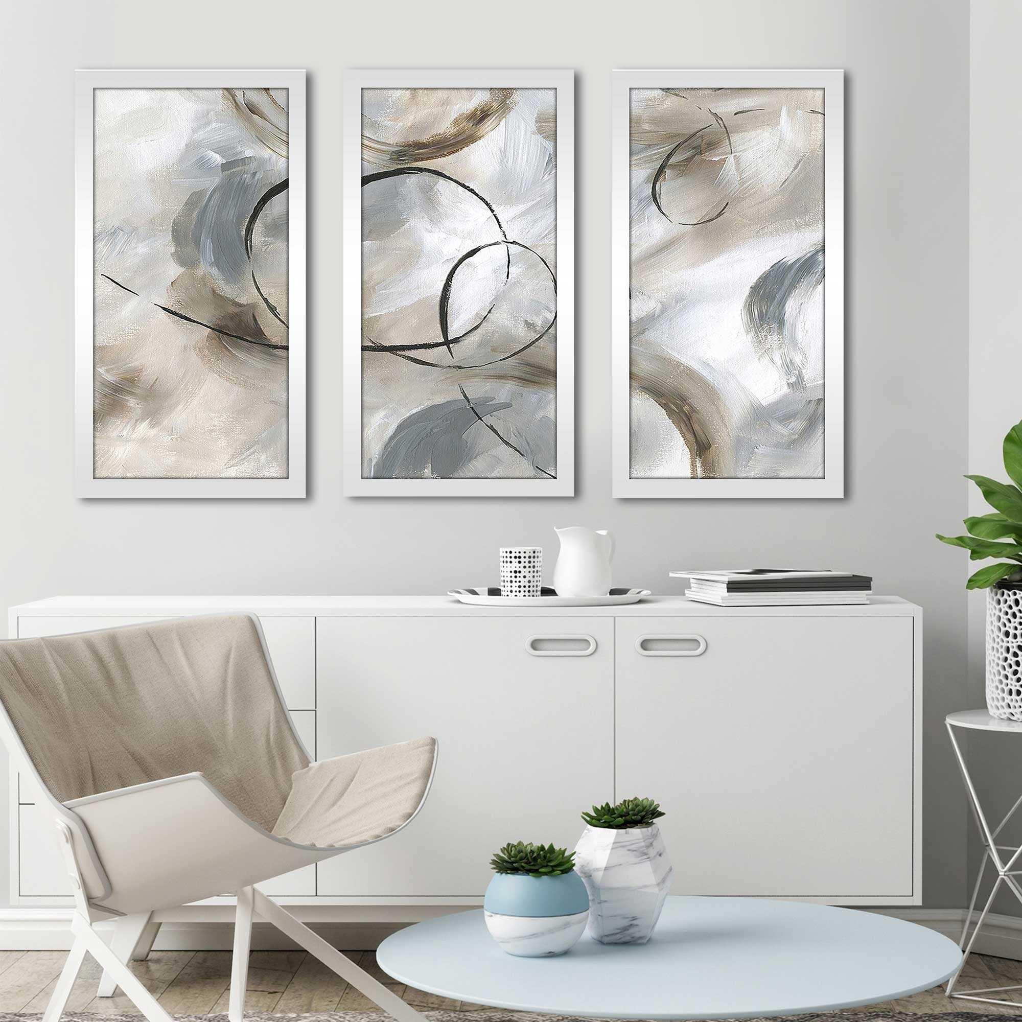 Allegro 3-Piece Modern Acrylic Wall Art Set - Abstract Print Home Decor for Living Room, Bedroom & Office