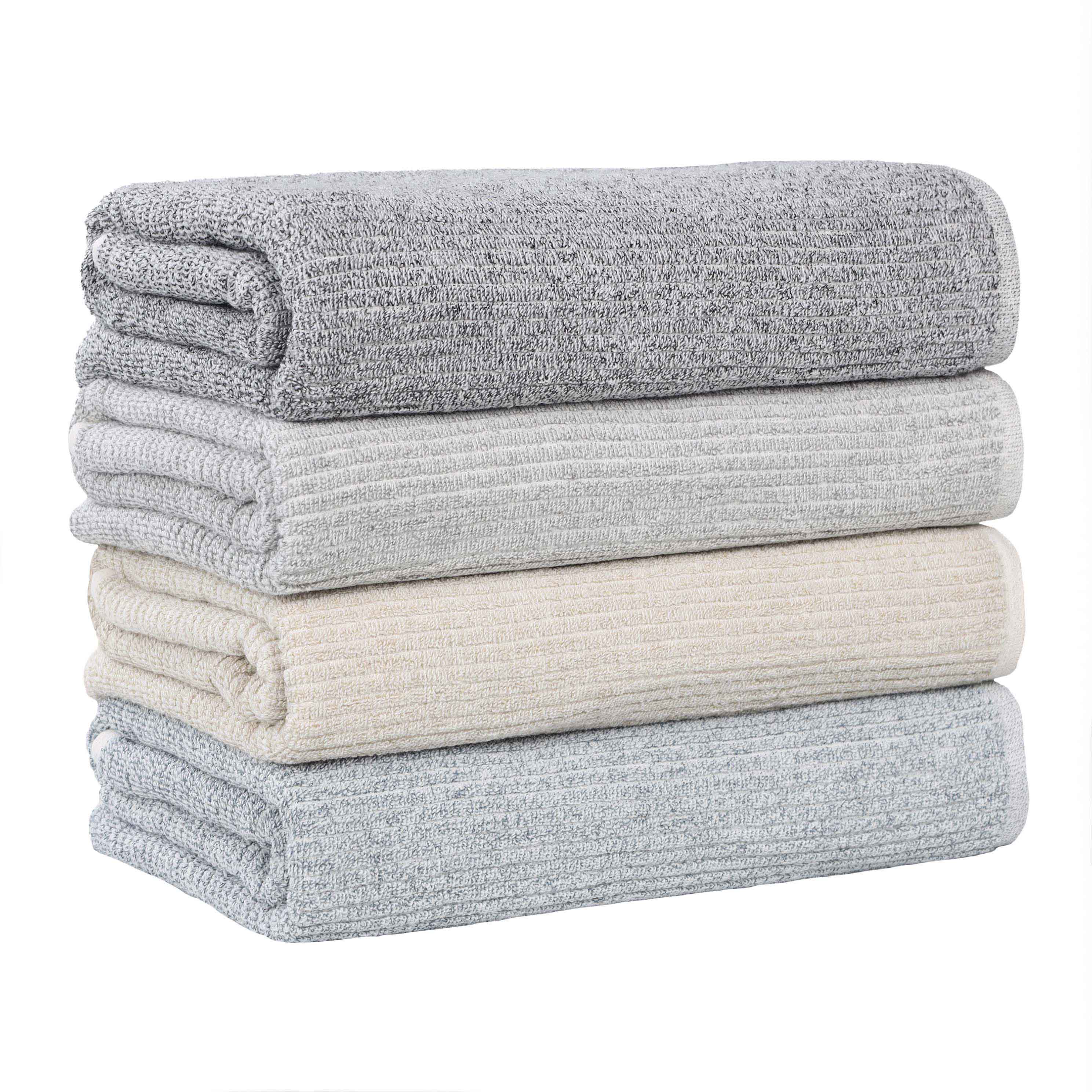 Premium 12-Piece Cotton Blend Ribbed Towel Set - Ultra Soft & Absorbent Bath Towels for Spa, Gym & Luxury Home Use