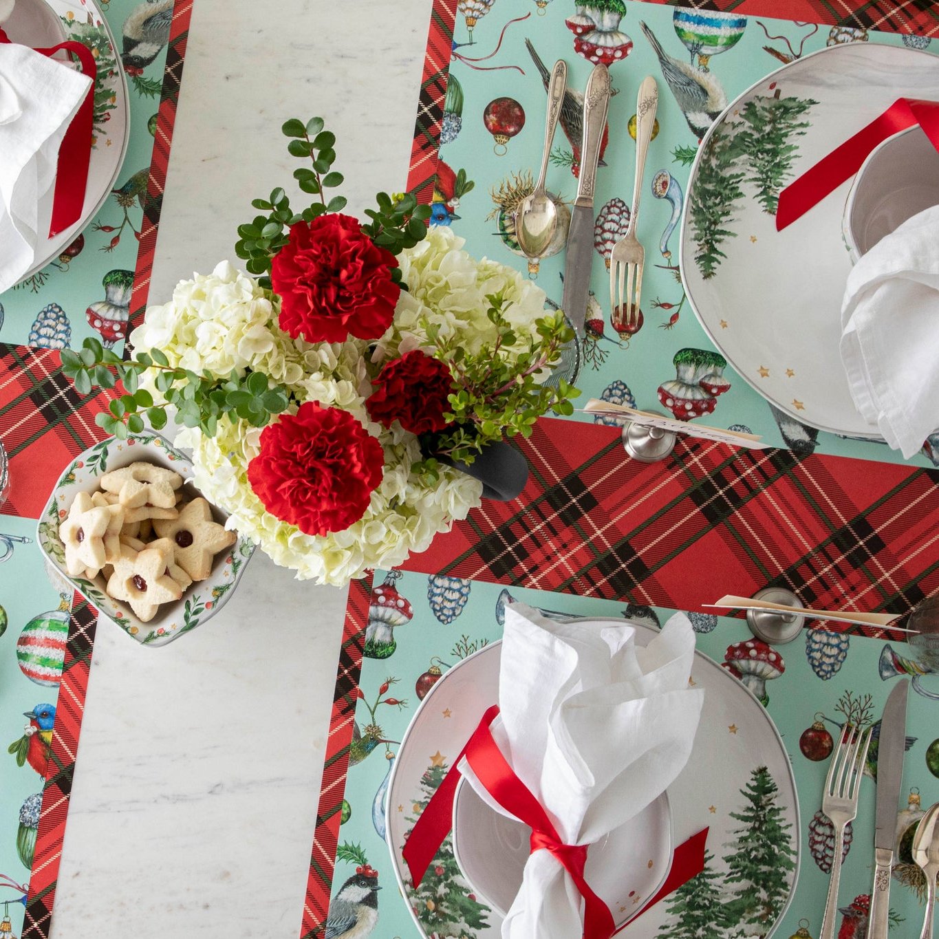 Baubles and Birds Decorative Placemats Set of 4 - Elegant Table Mats for Dining, Kitchen, and Home Decor - Perfect for Holiday Dinners, Parties, and Everyday Use