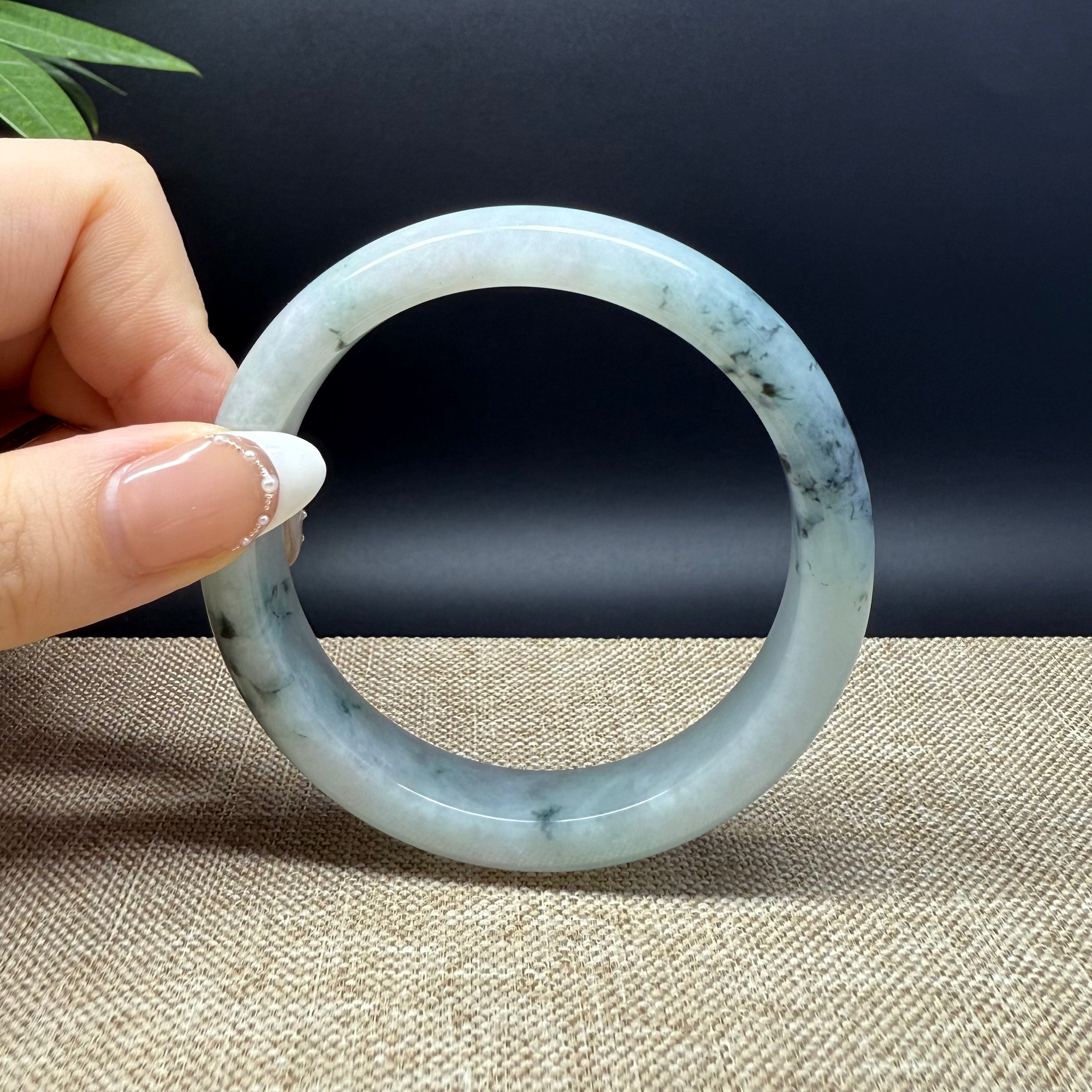 Authentic Burmese Green Jadeite Bangle Bracelet 57.9mm - Elegant Handmade Jewelry for Women, Perfect for Weddings, Gifts & Special Occasions